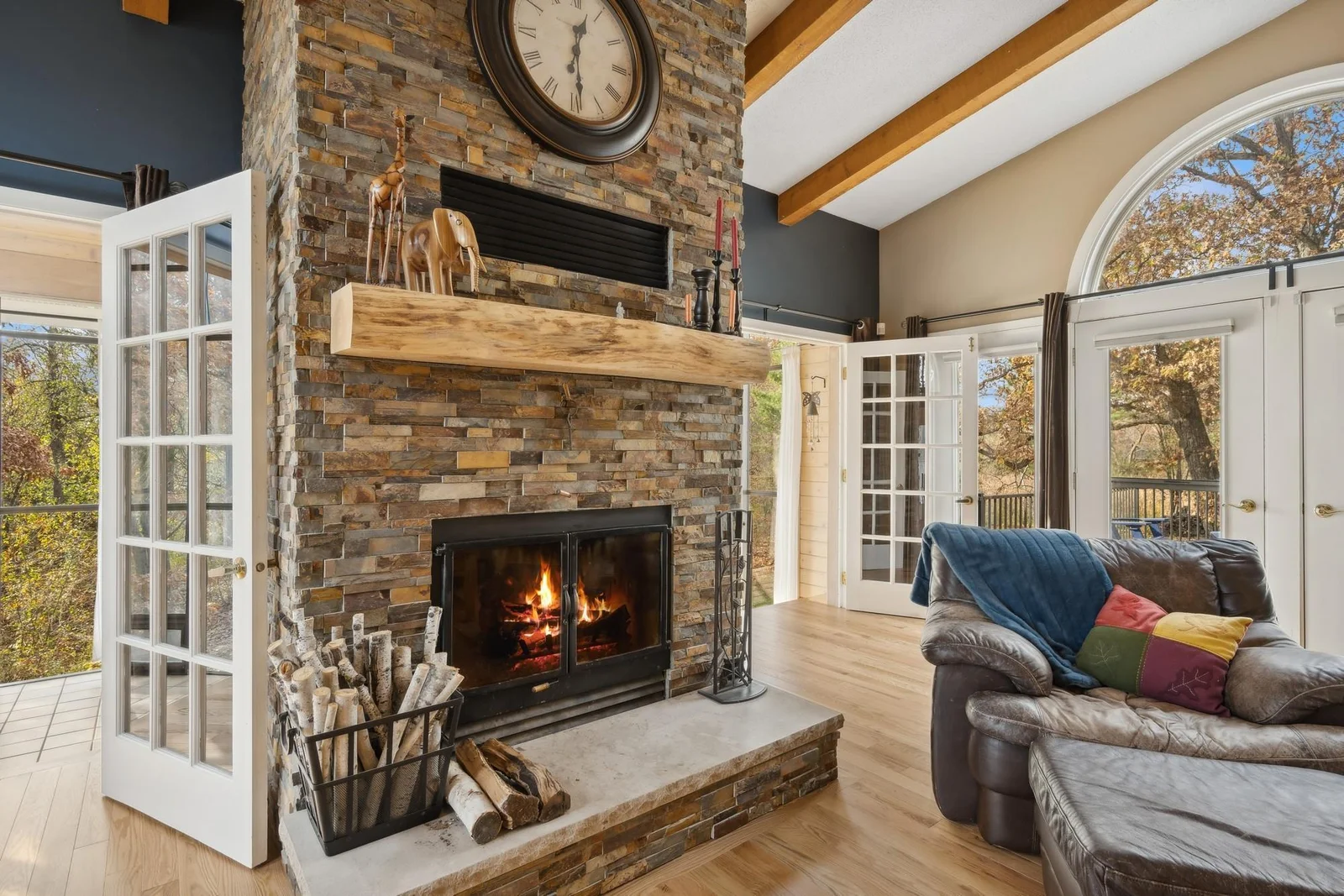 wood burning fireplace