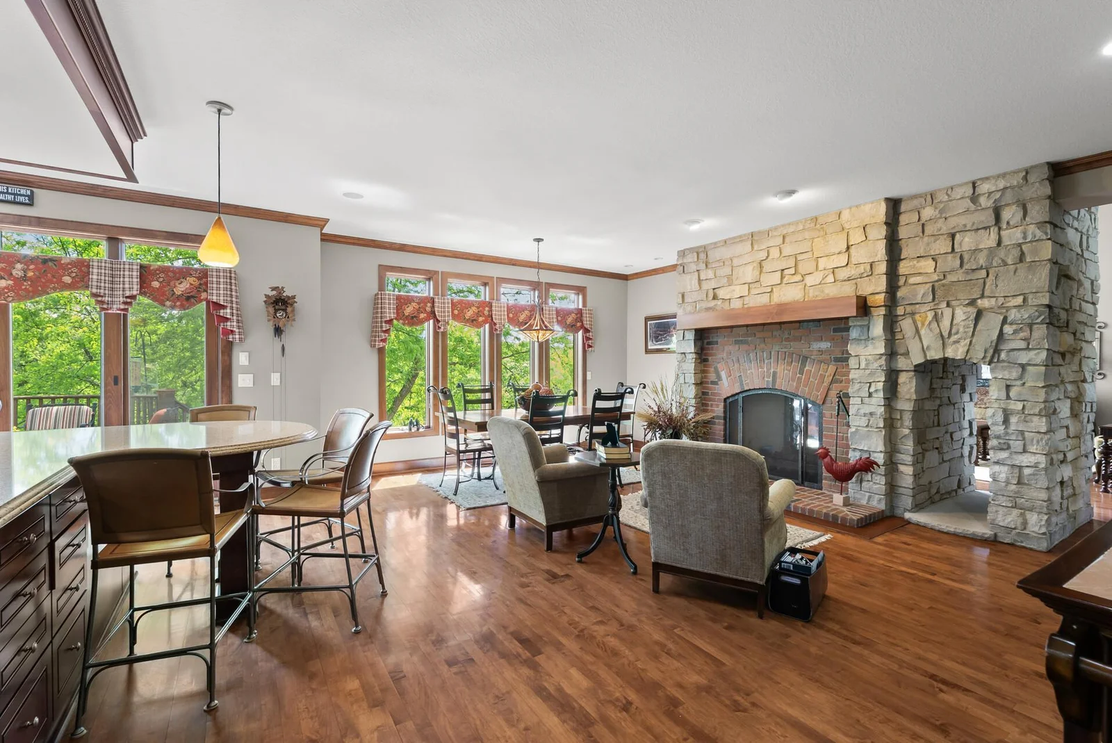 The fireplace is two sided so you can enjoy it in double