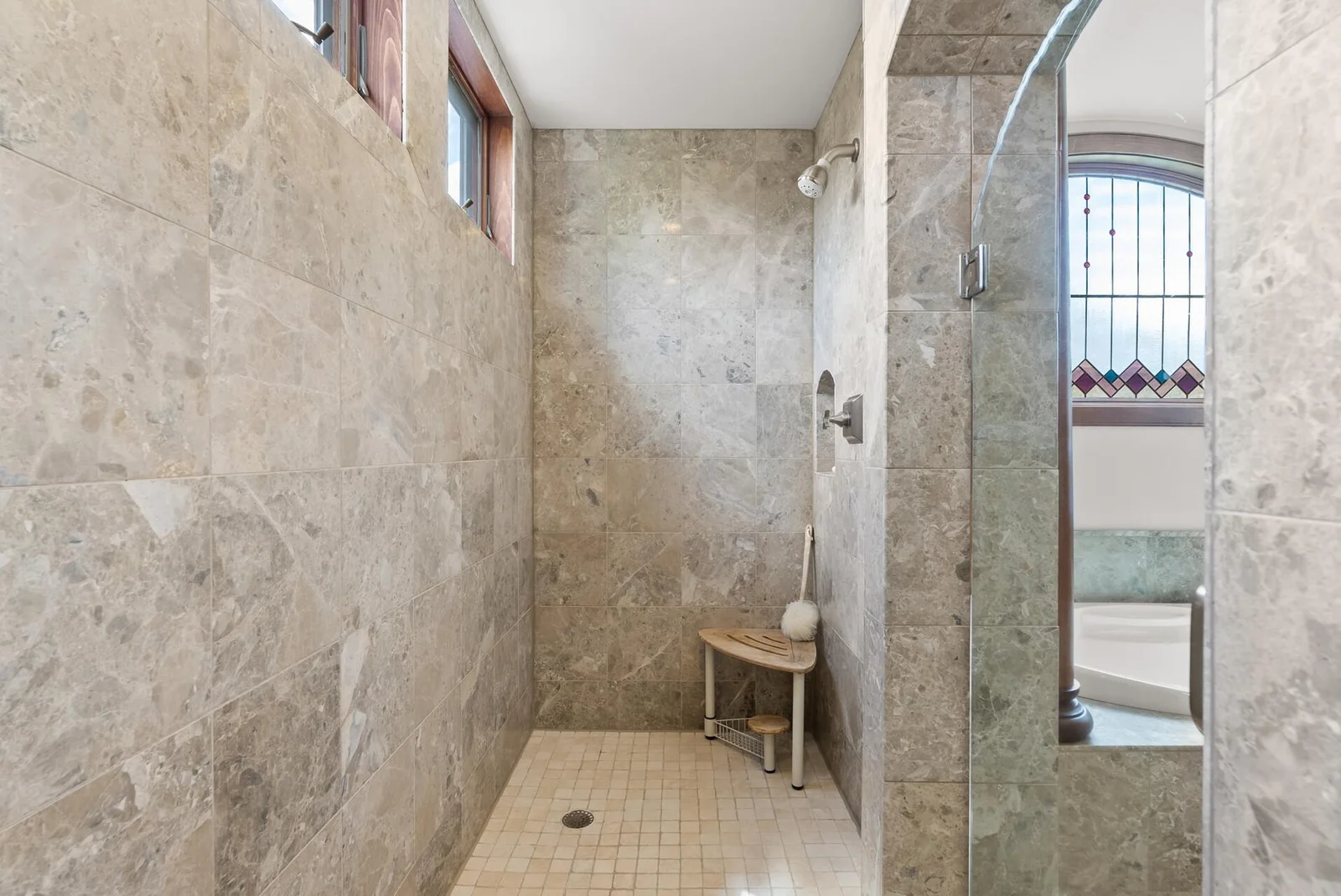 This double sided walk in shower gives both of you the space you need (side 1)