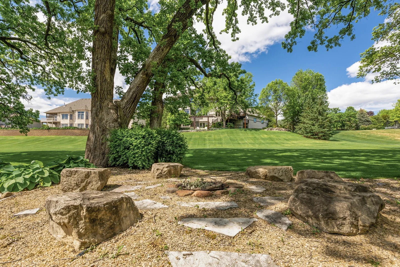 no need to carry chairs down to this firepit!