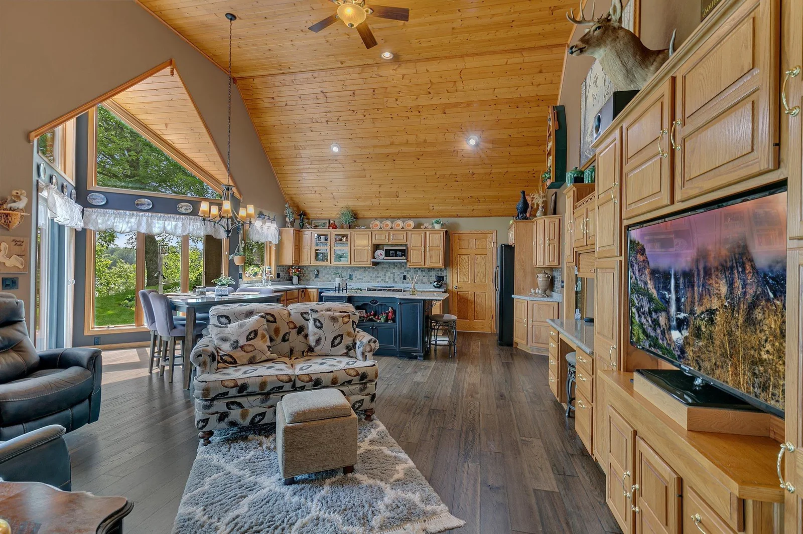 The great room space is amazing for viewing TV while still be part of the conversation.