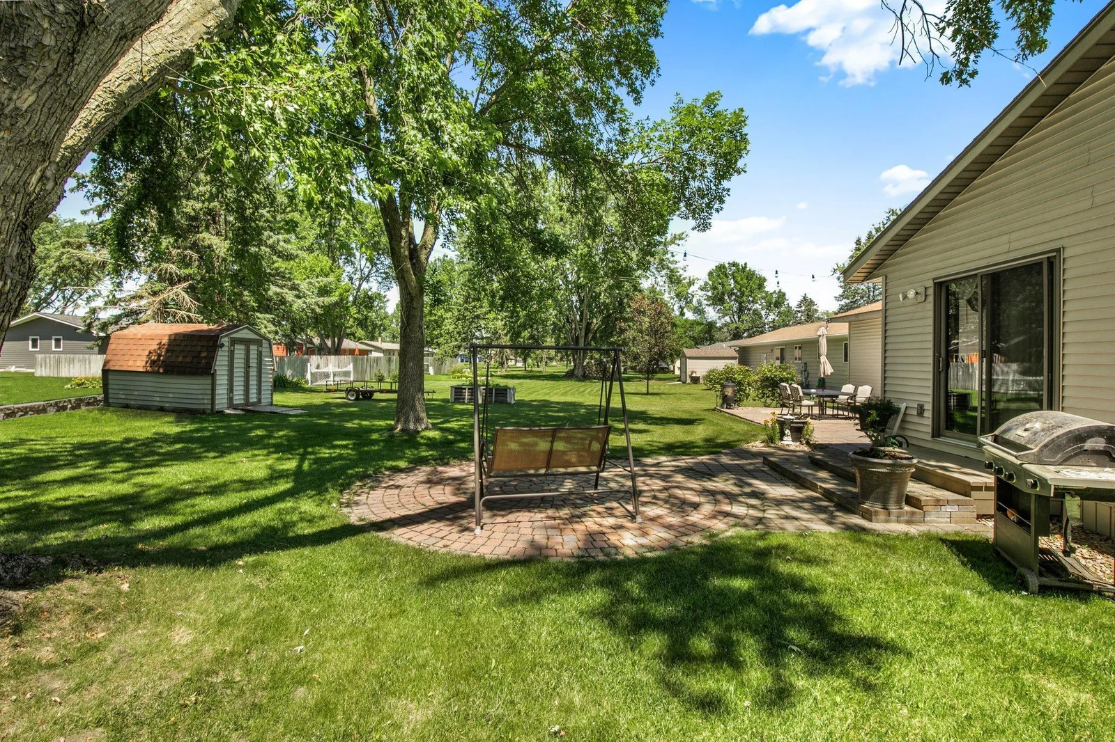 Mature trees in backyard