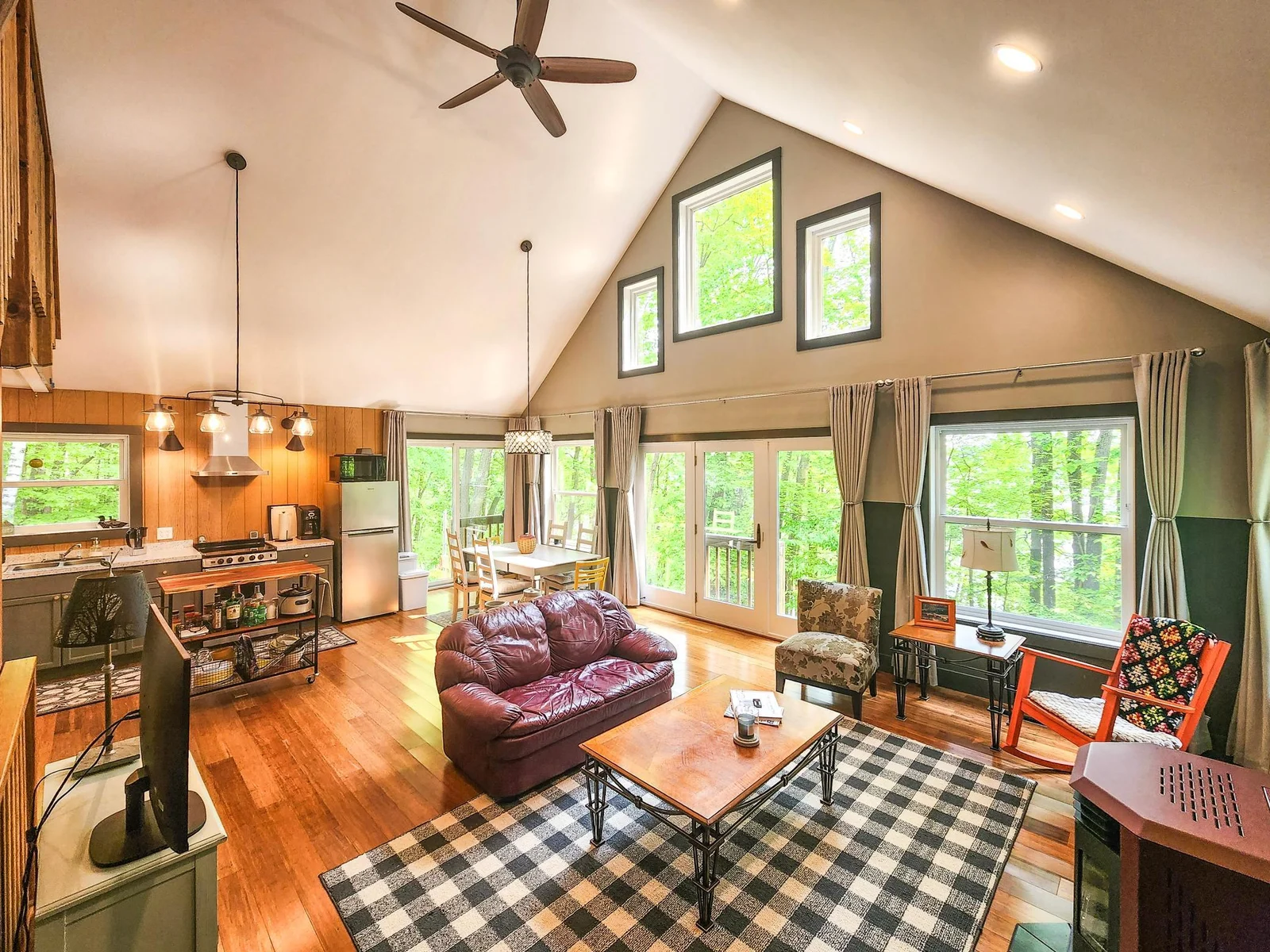 Bamboo flooring, pellet stove for heat