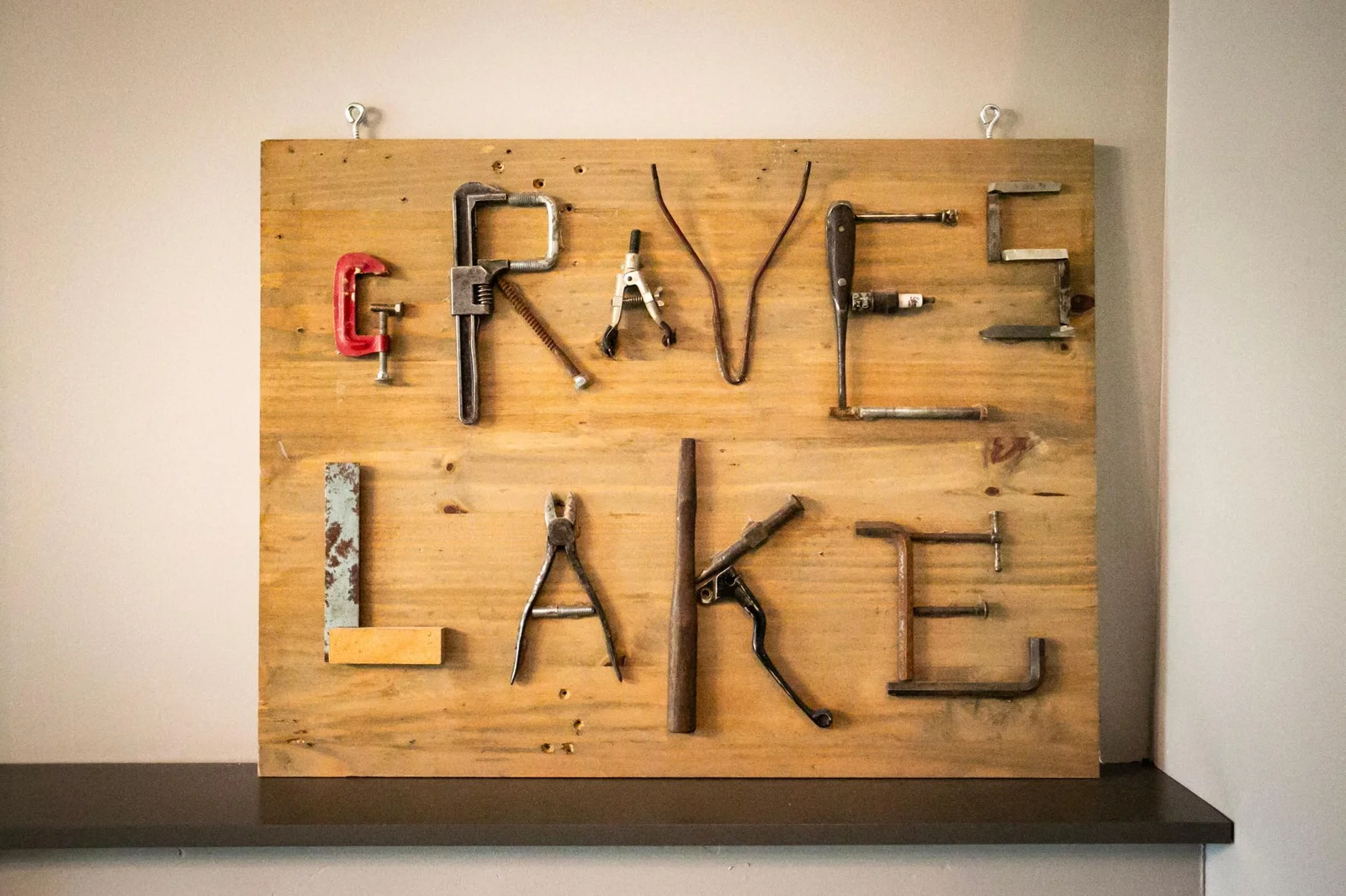 Unique, hand made lake sign, stays with home