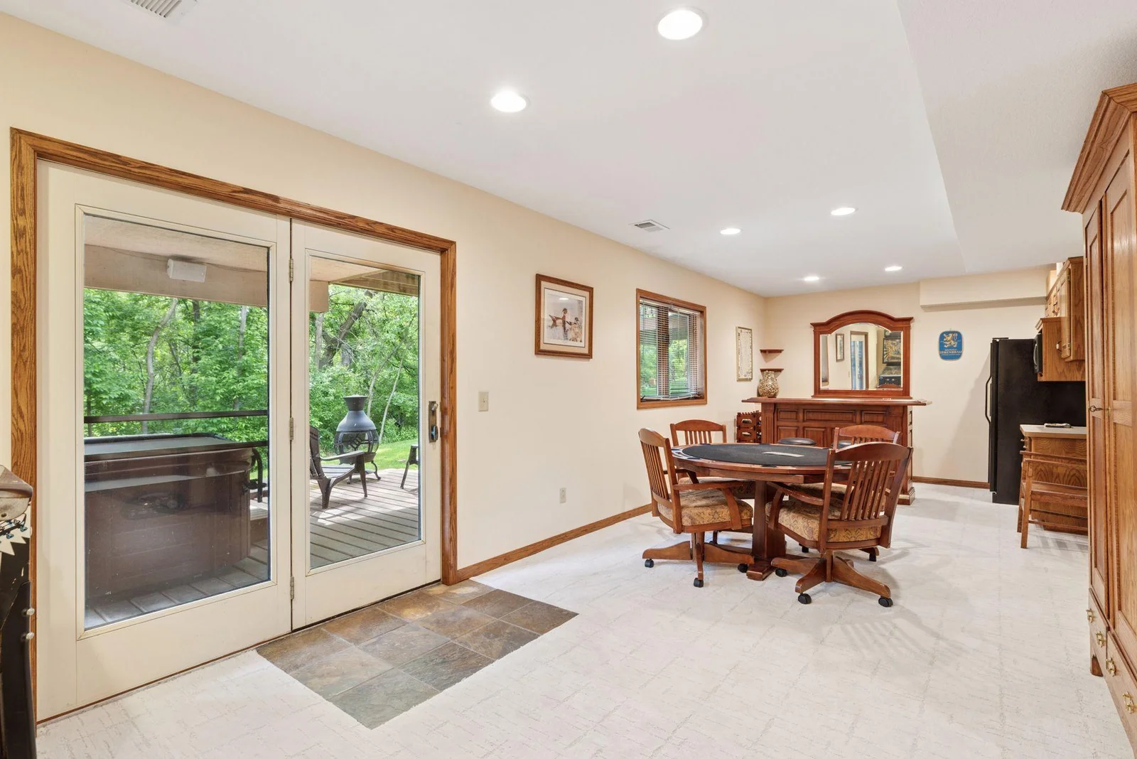 Recreation Room walks out to covered Patio