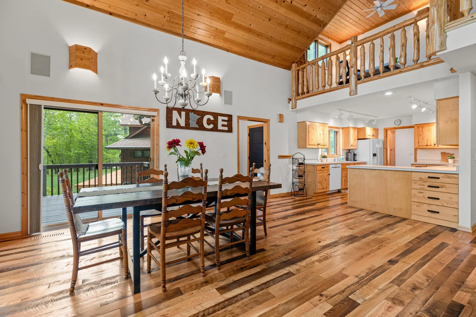 Large Lake Side Dining Area with sliding door