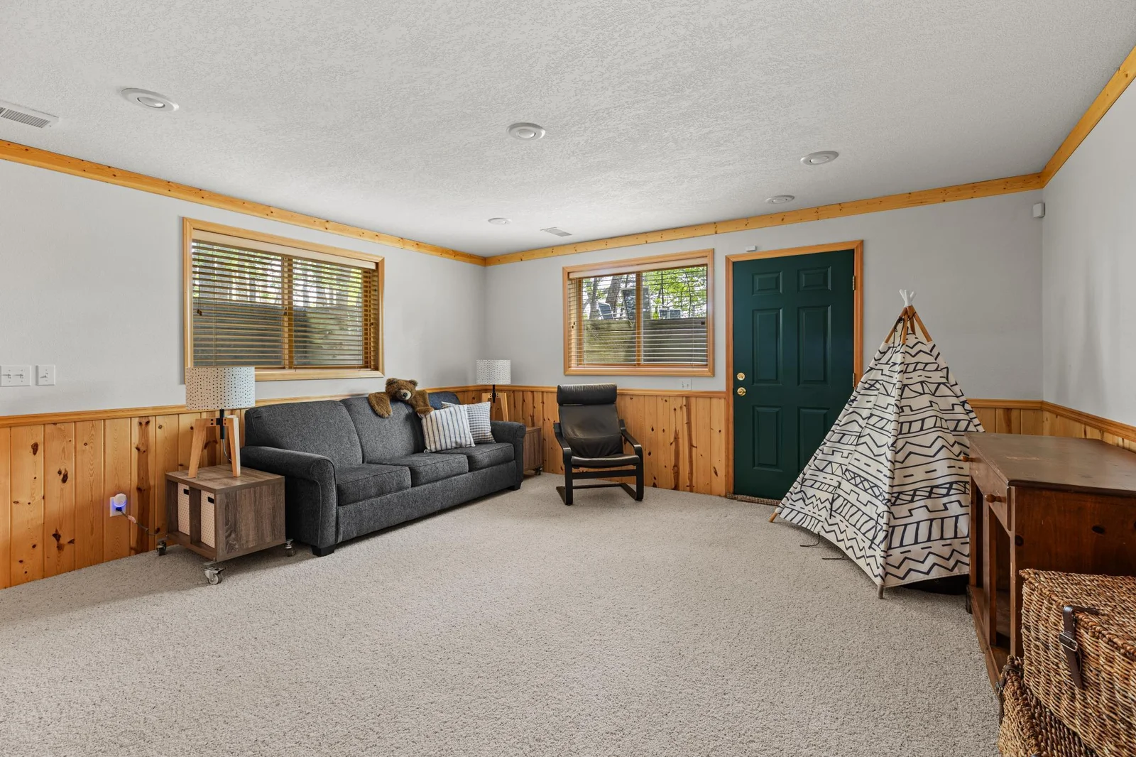Lower Level Family Room with Walk-out Door