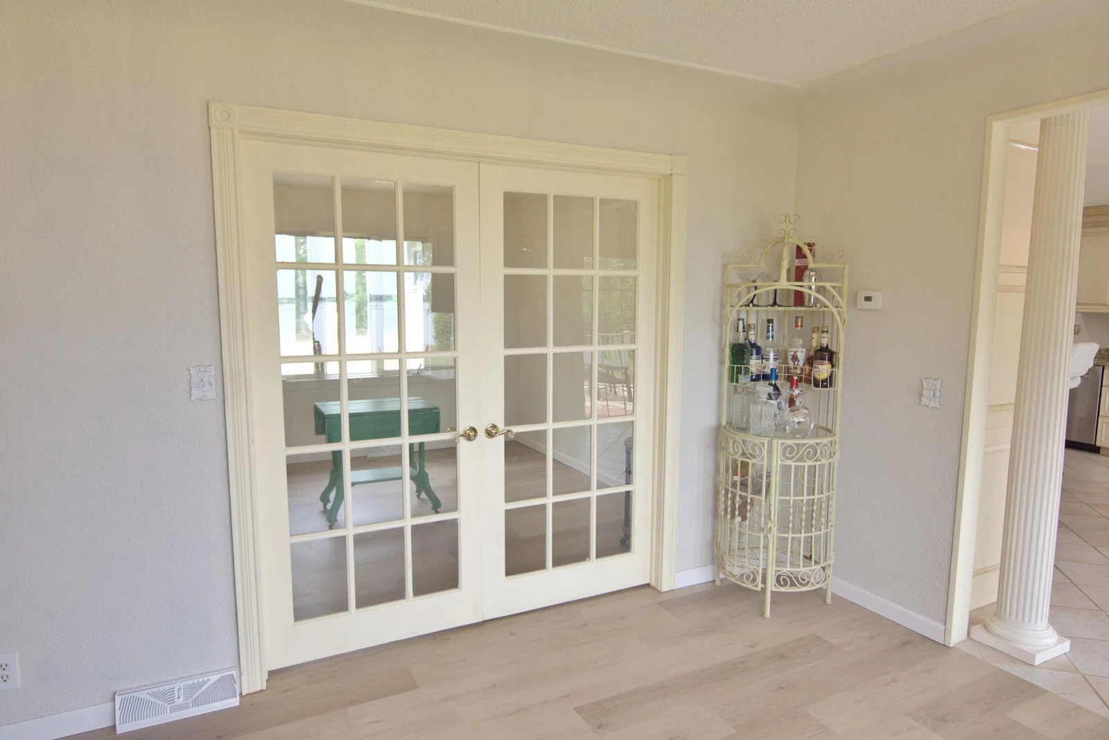 French door open to the office