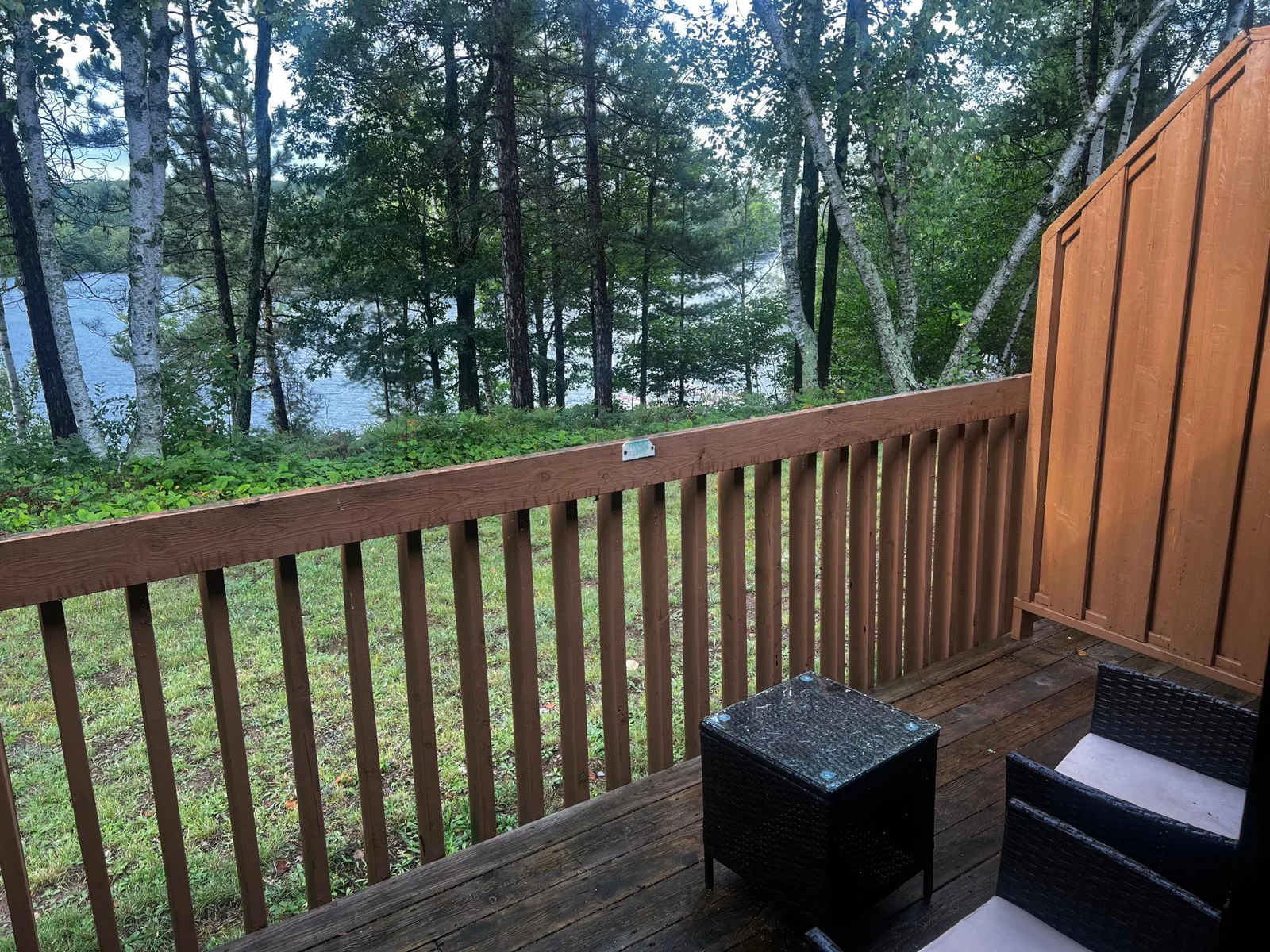 All Units have a private deck overlooking Lake Nelson with patio furniture