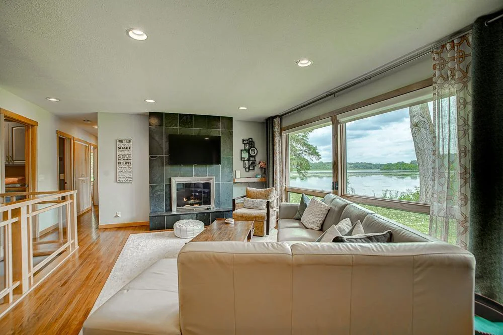 Modern & comfortable with a gas fireplace.