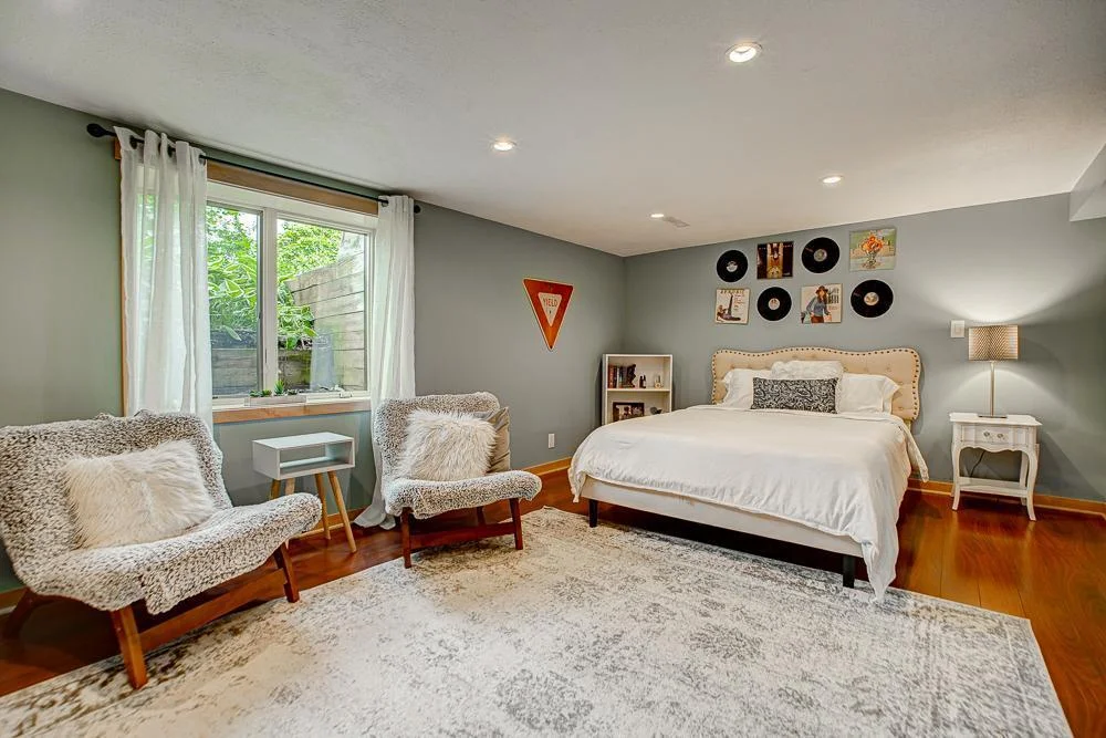 lower level bedroom with big egress window