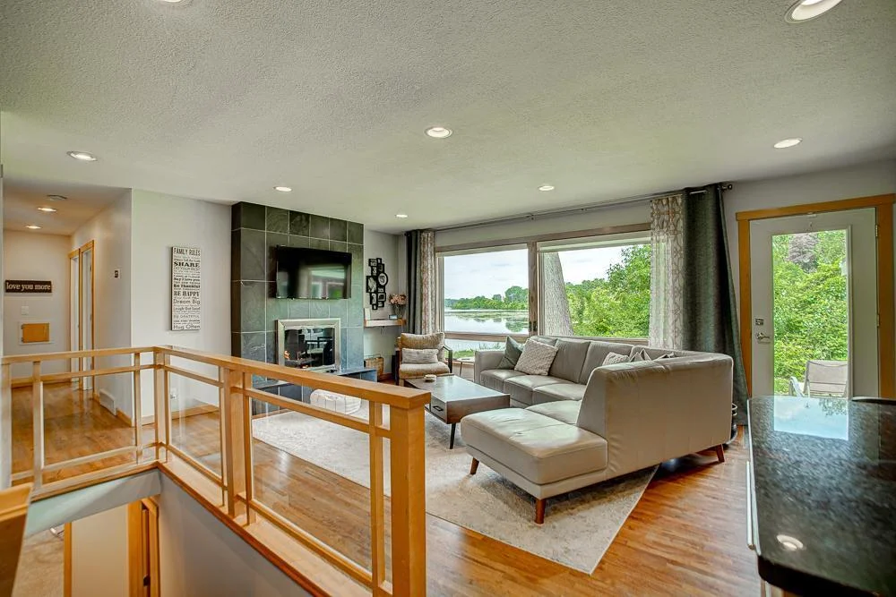 Main level living room with terrific views!