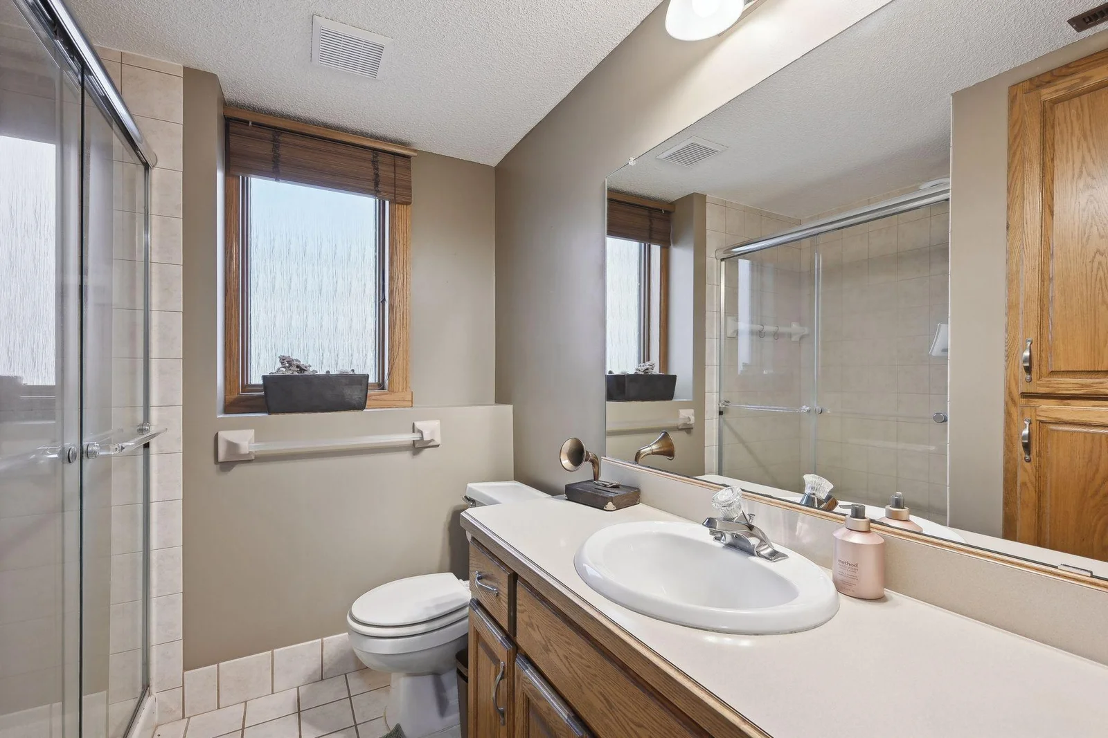 Lower level bathroom near the family room