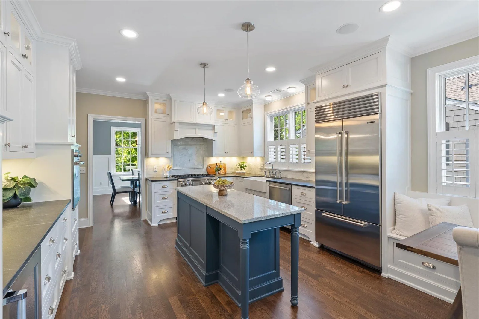 Subzero refrigerator with custom cabinetry.
