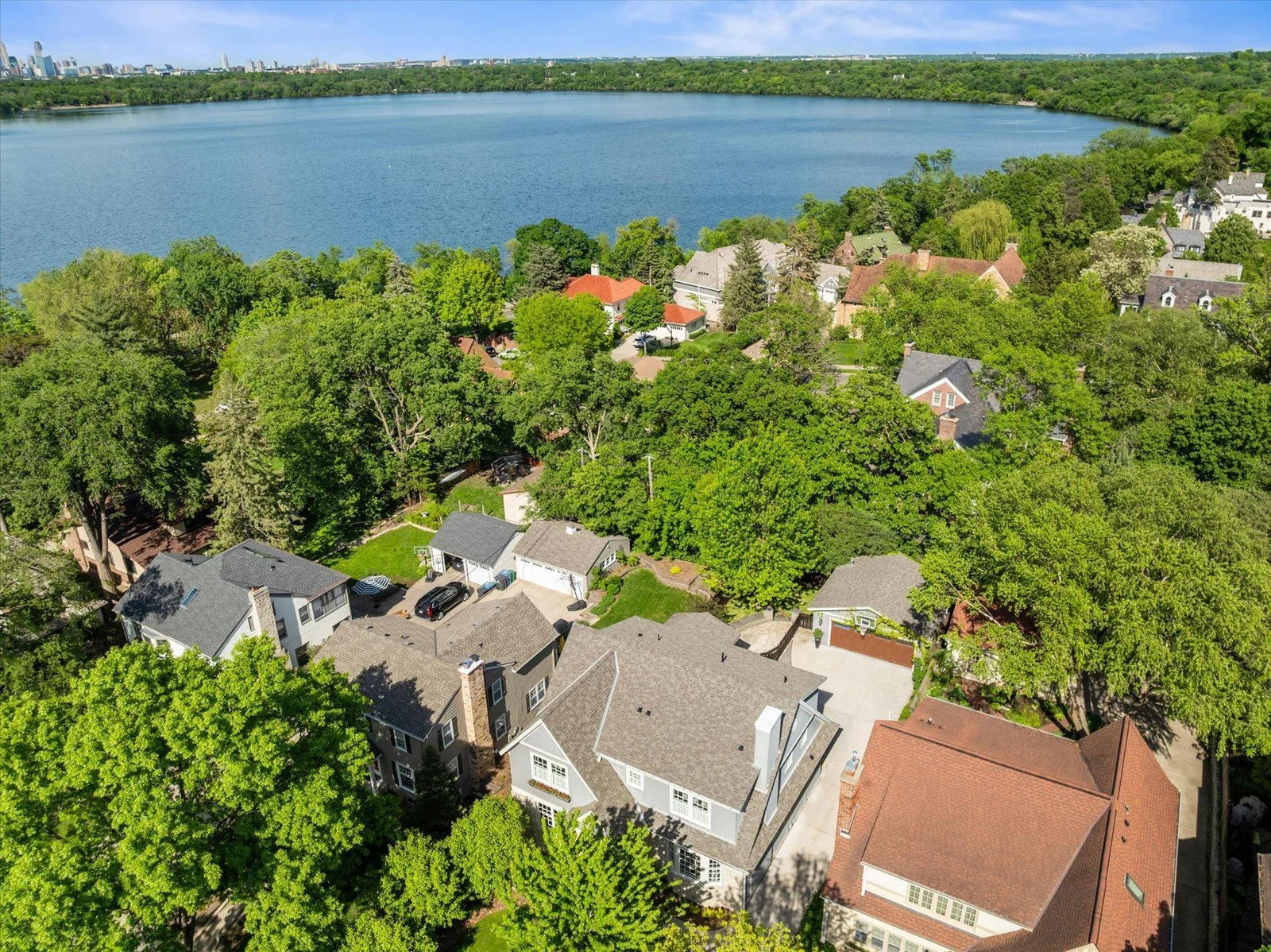 Aerial view of the home and proximity to Lake Harriet.