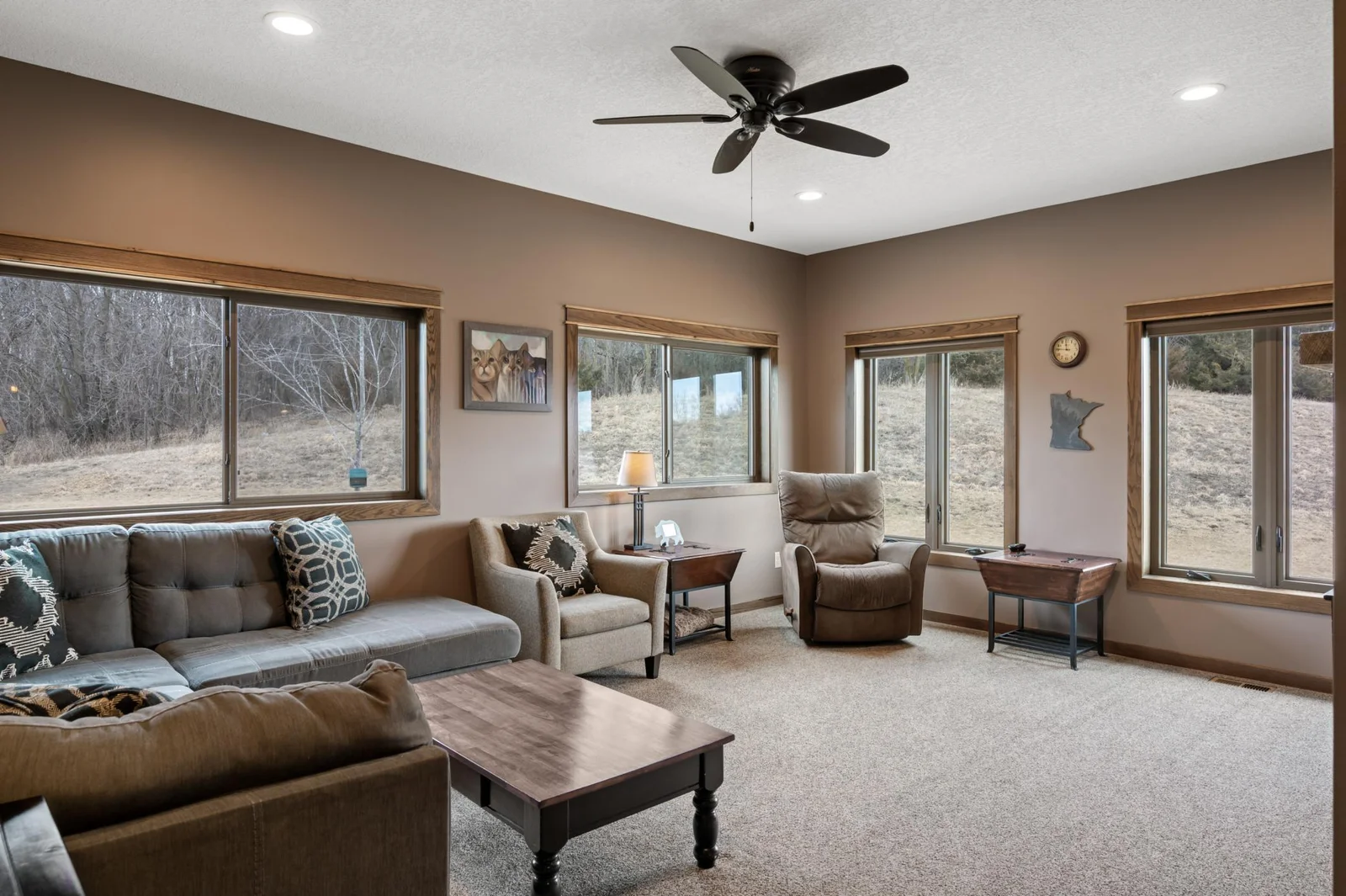 Windows galore in your bright and airy 4 seasons porch! The perfect spot to snuggle up and enjoy your morning coffee as the sun pours in!