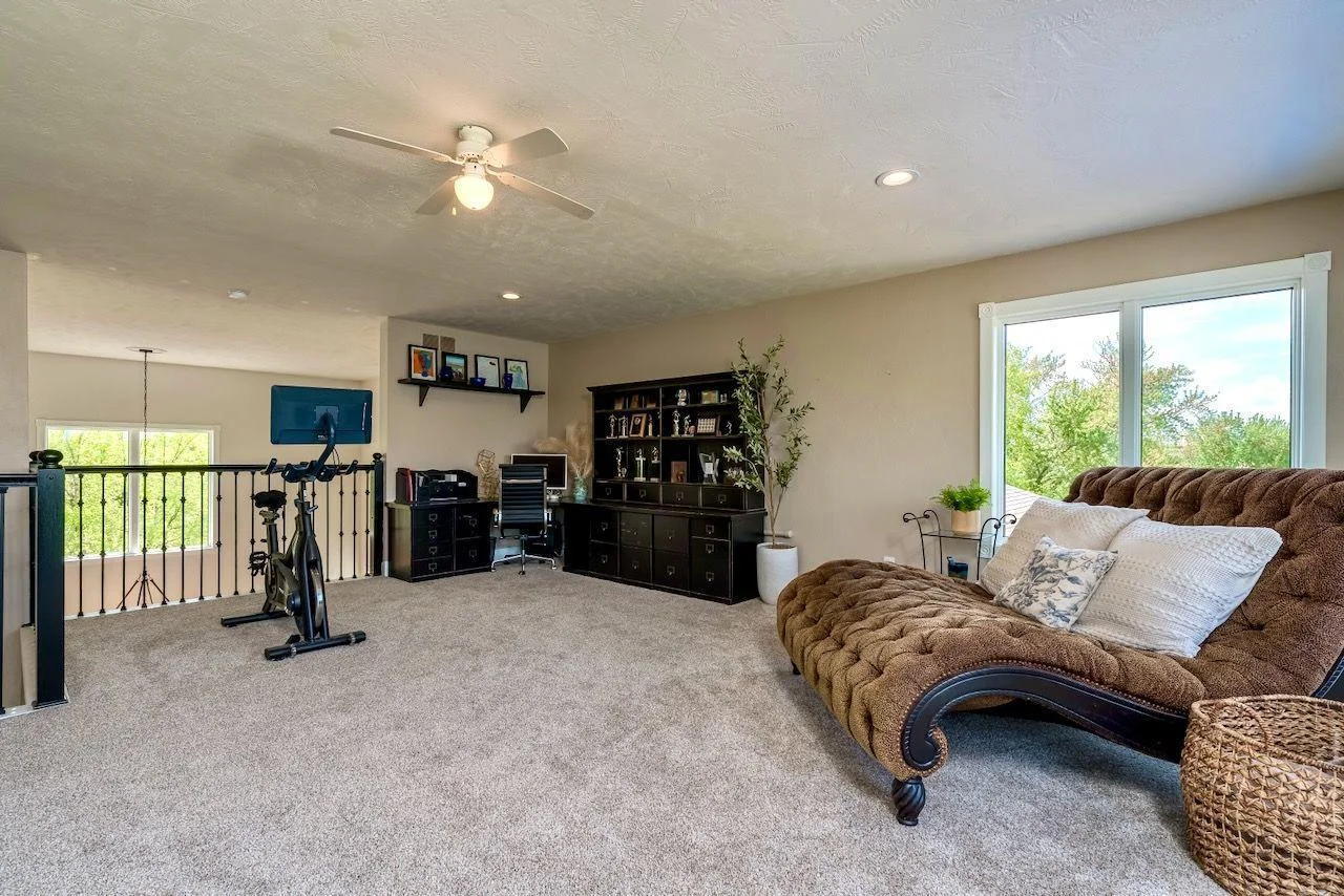 Great for an office or workout room or just to relax and enjoy the lake views