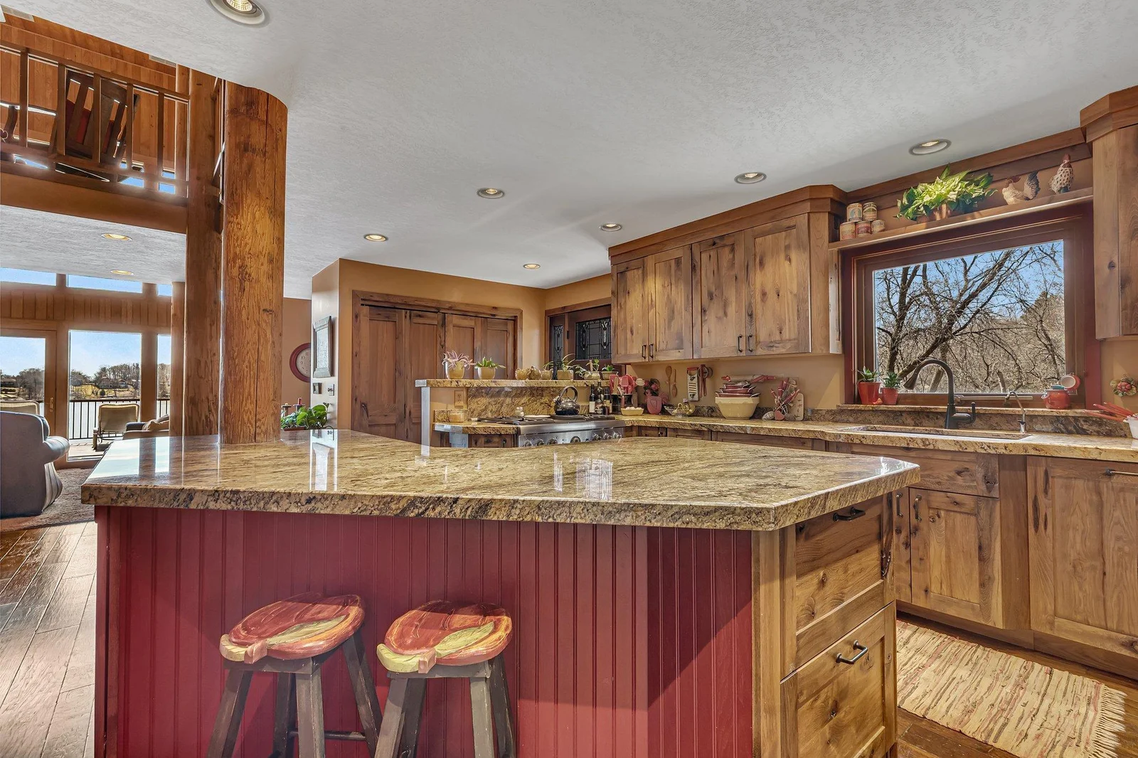 Where granite meets rich wood flooring.