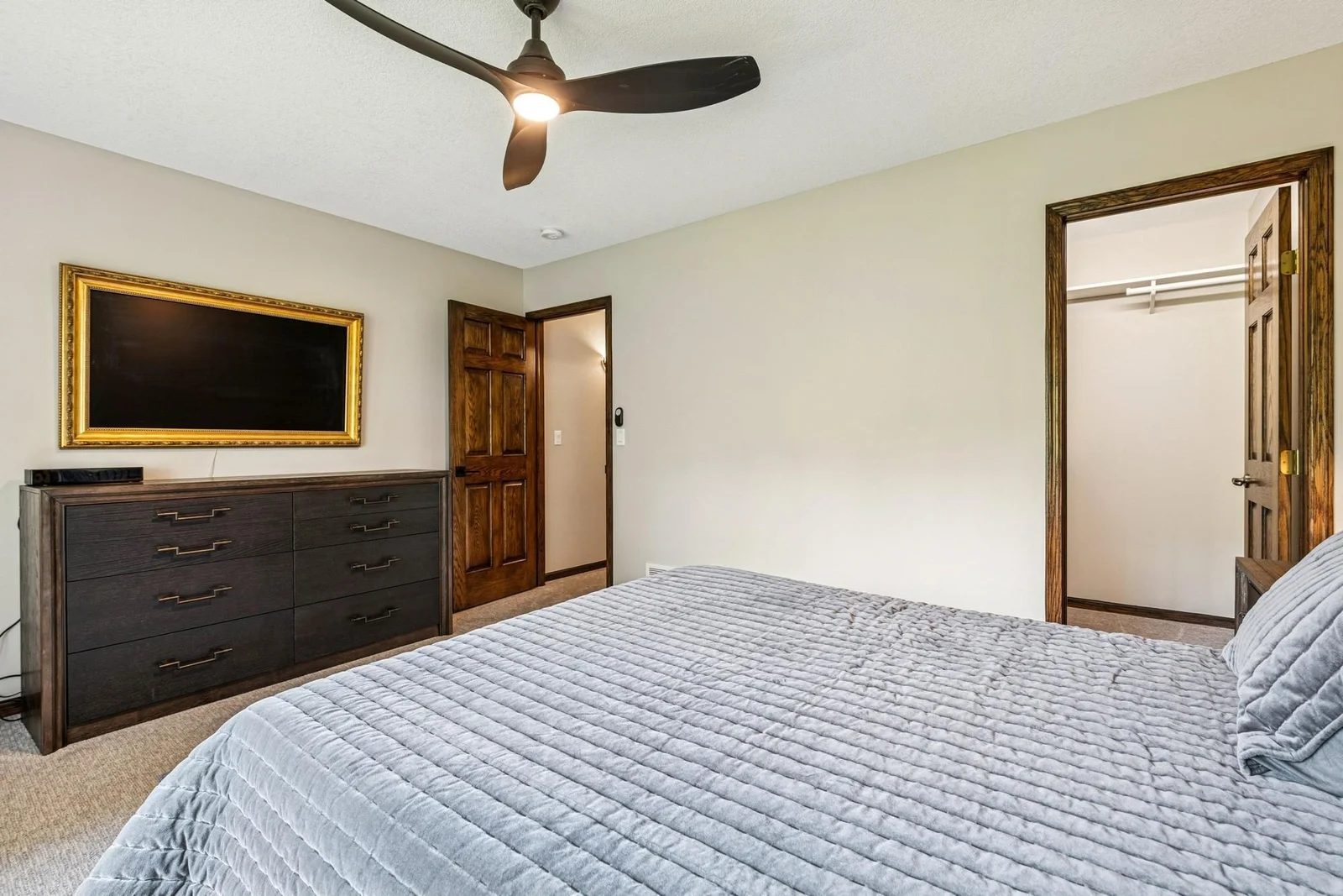 Large walk-in closet in the lower level bedroom.