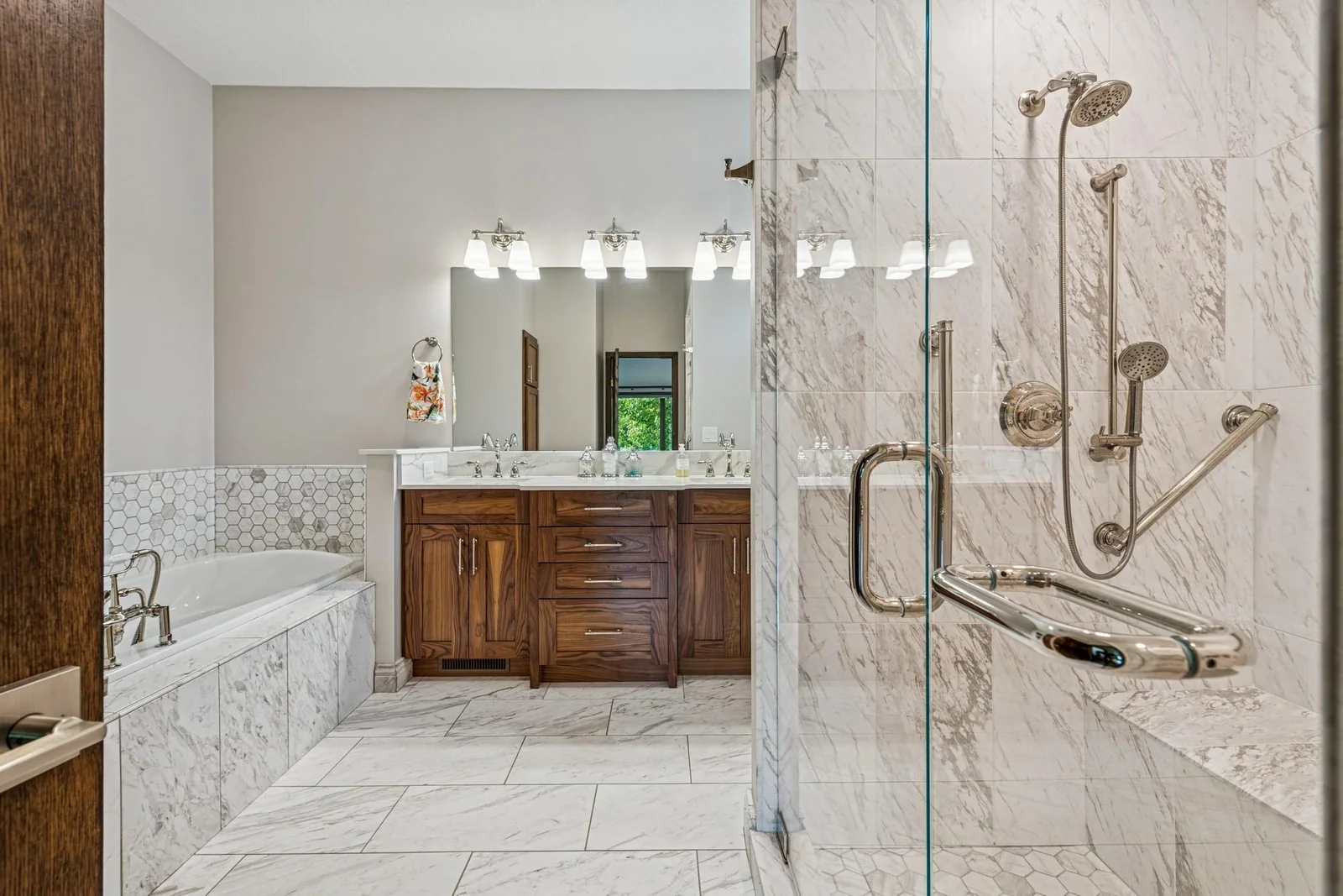 Gorgeous marble updates, new fixtures, double sink