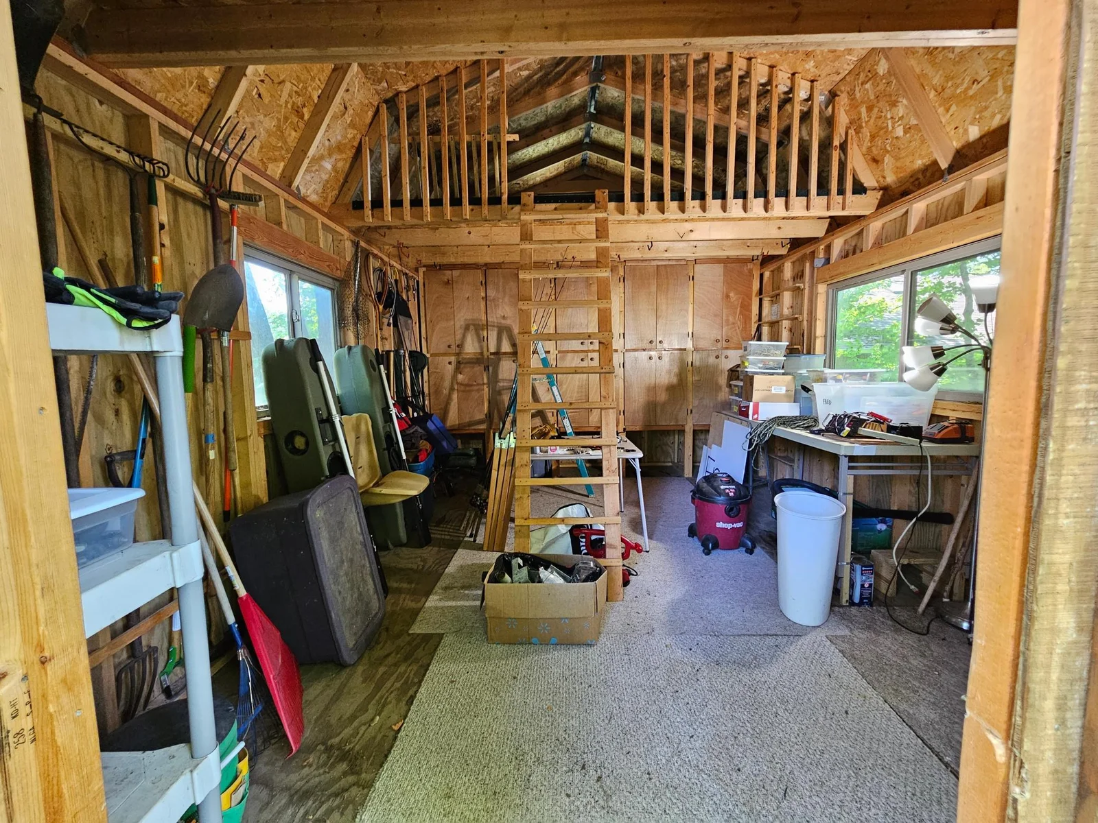 Inside Shed with Loft and Steps