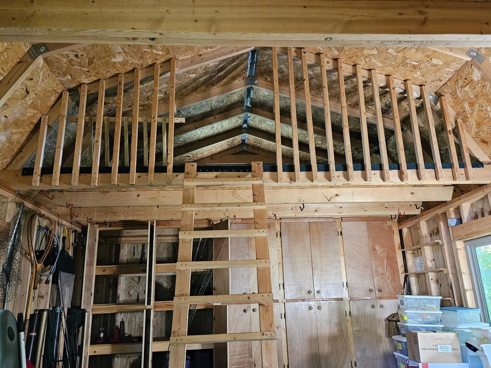 Storage Cabinets in Shed with Loft
