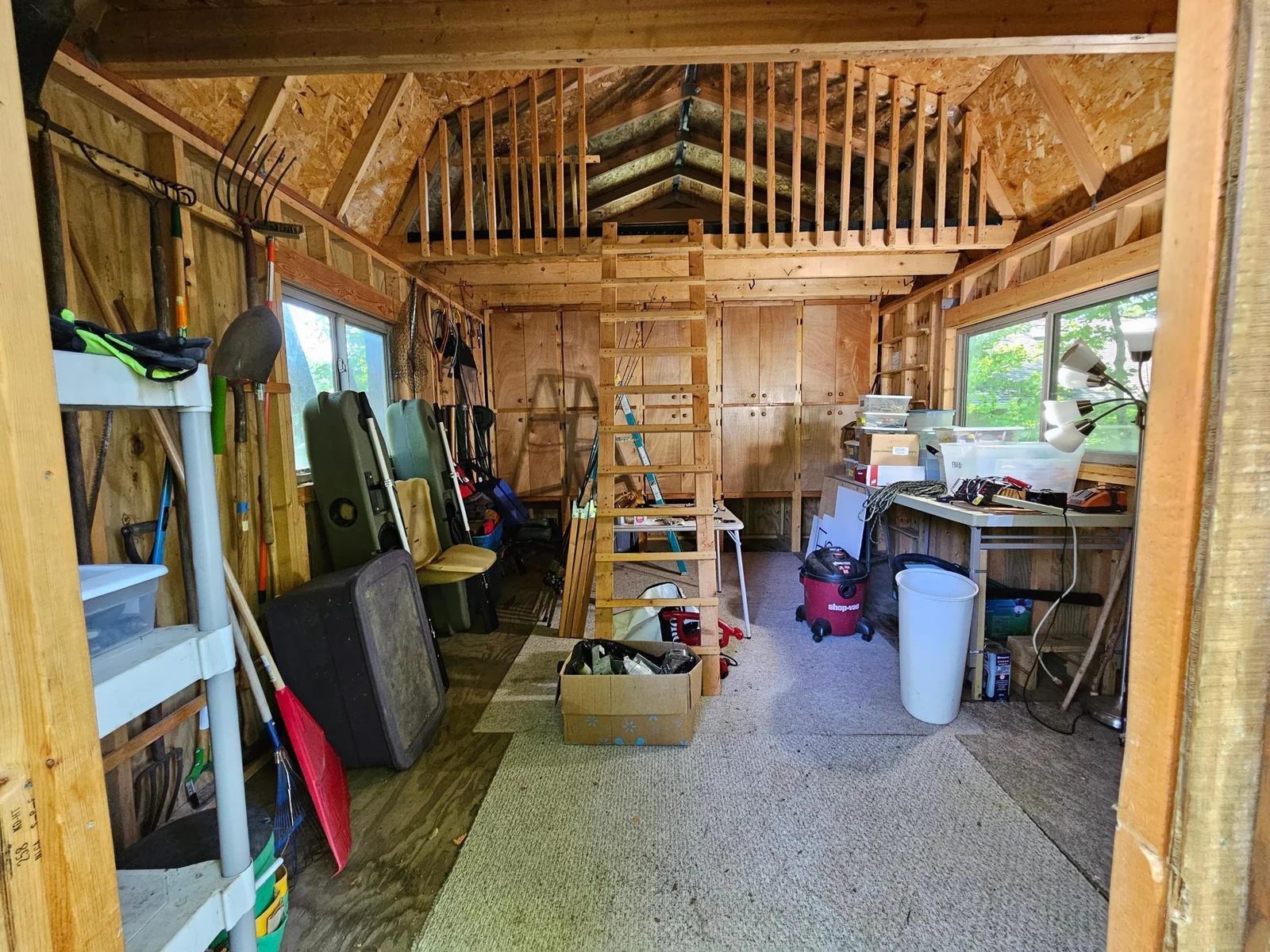 Inside Shed with Loft and Steps