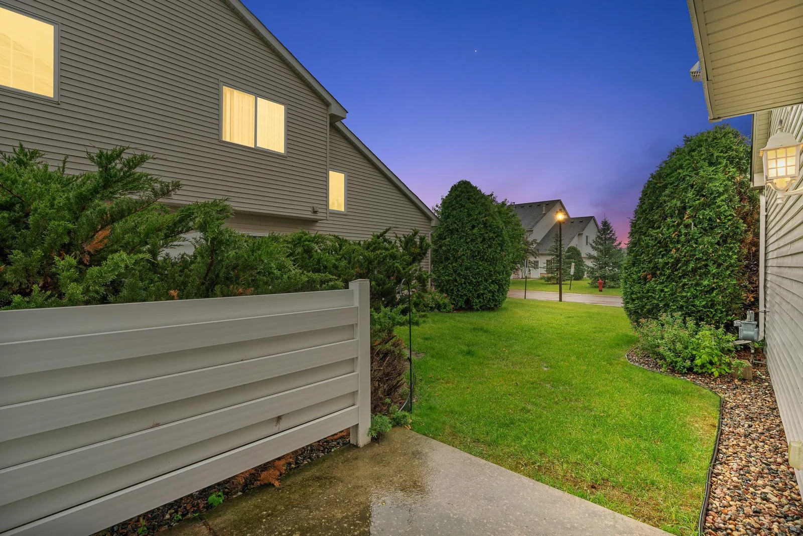 Side yard at night