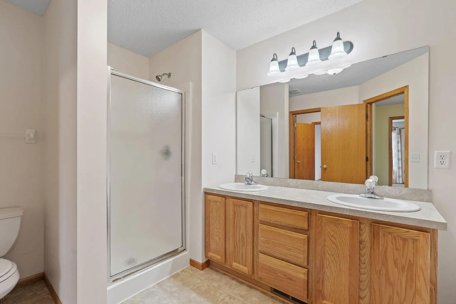 Primary bathroom with dual sinks