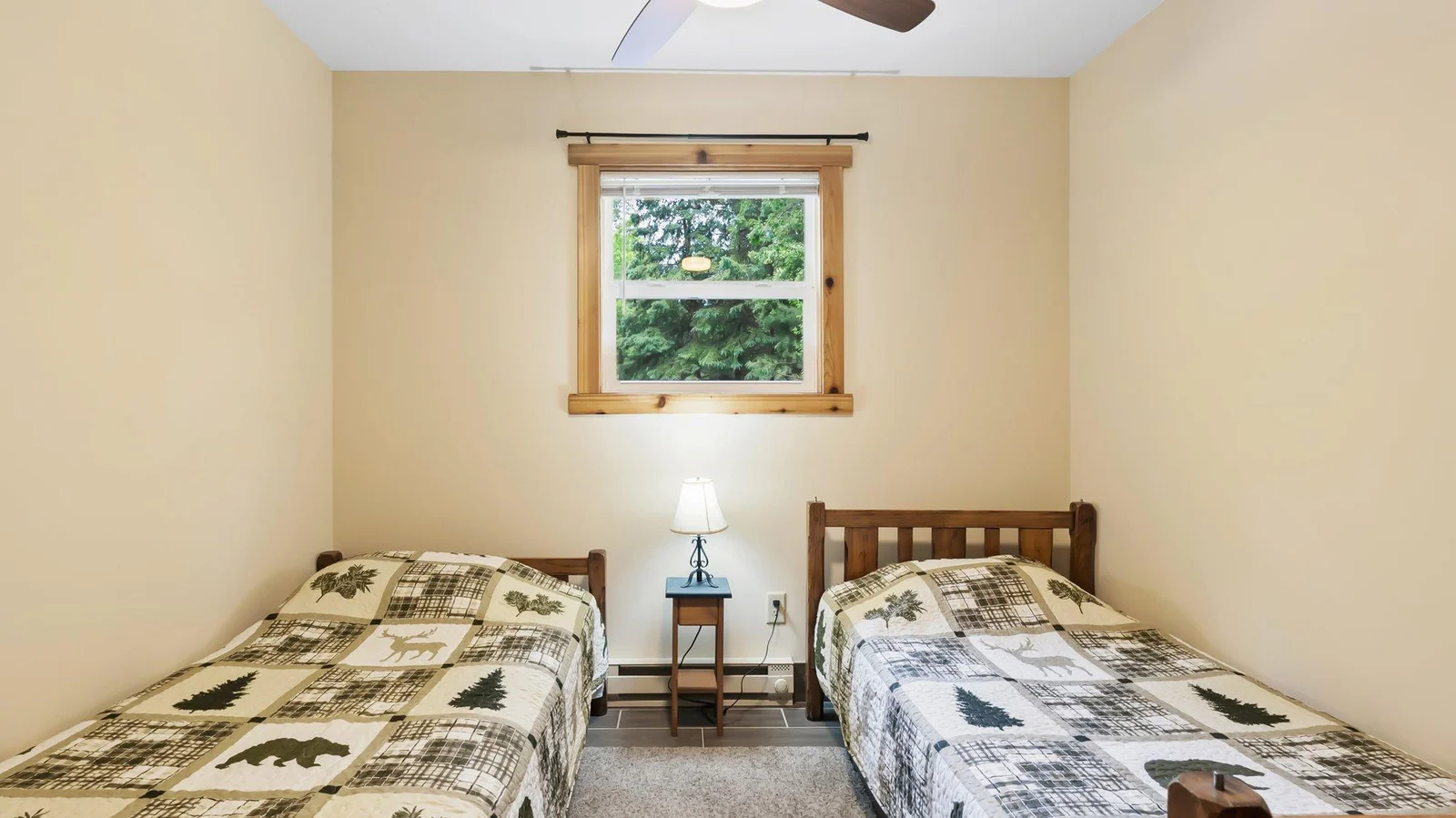 Behind the door in this bedroom is a hook up for the washer and dryer.