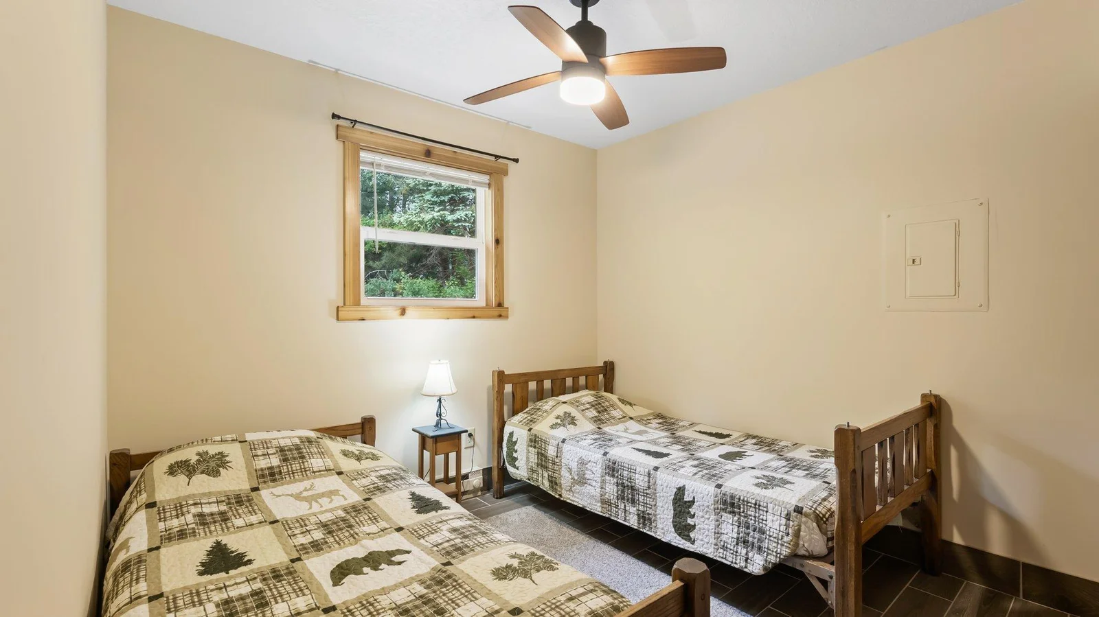 Br 2 measures 11.1 x 9.4 with a good sized closet as well.  This room faces the back of the home.