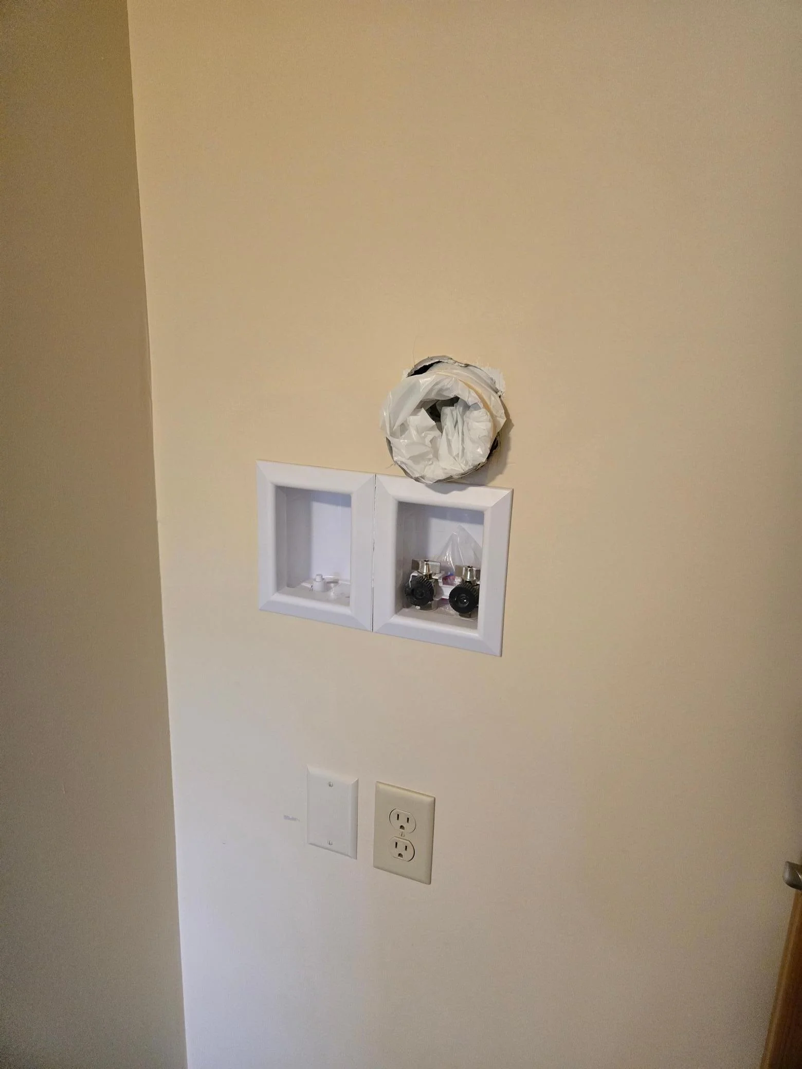 Right next to the closet in bedroom number 2 is the hook up for the washer and dryer.  Just loo behind the bedroom door!  All the conveniences, thoughtfully planned out and turned into a beautiful home! To think this property never had running water.