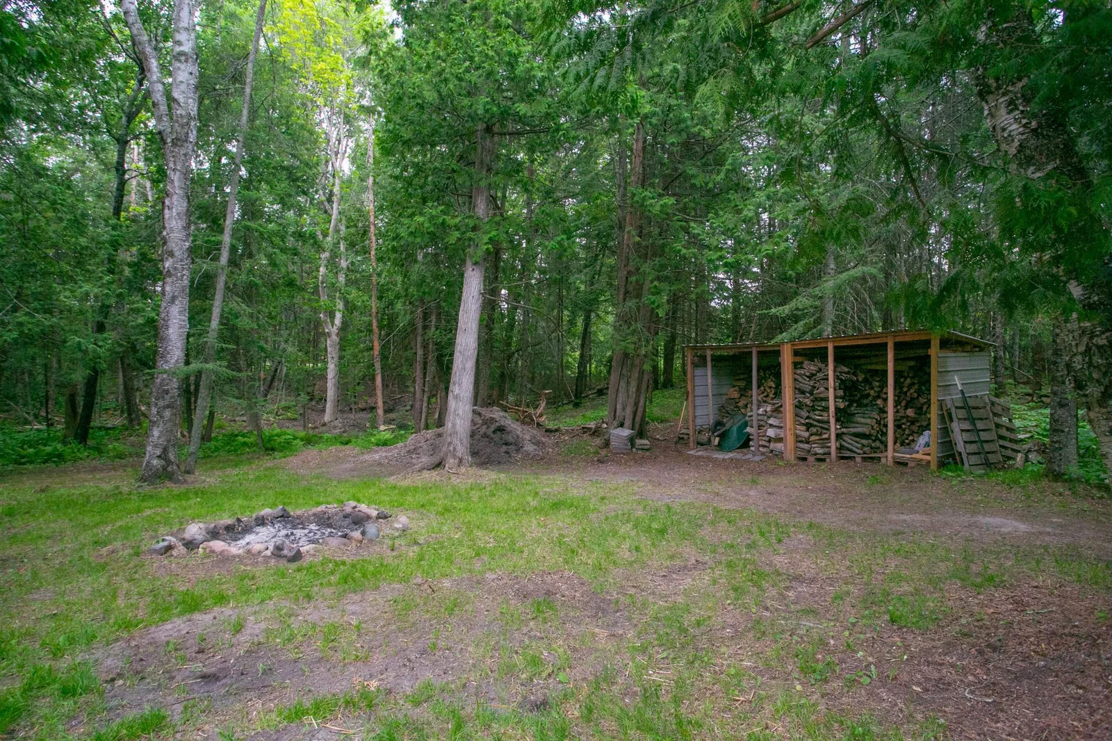 Fire pit and wood storage