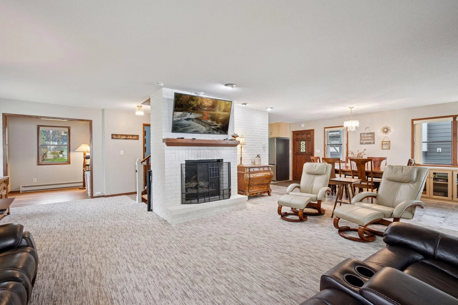 Wood Fireplace in Living Room