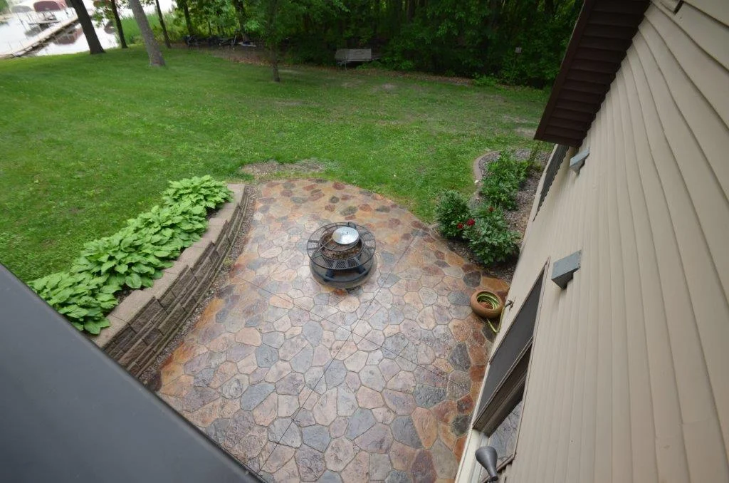 gorgeous stamped concrete throughout the property