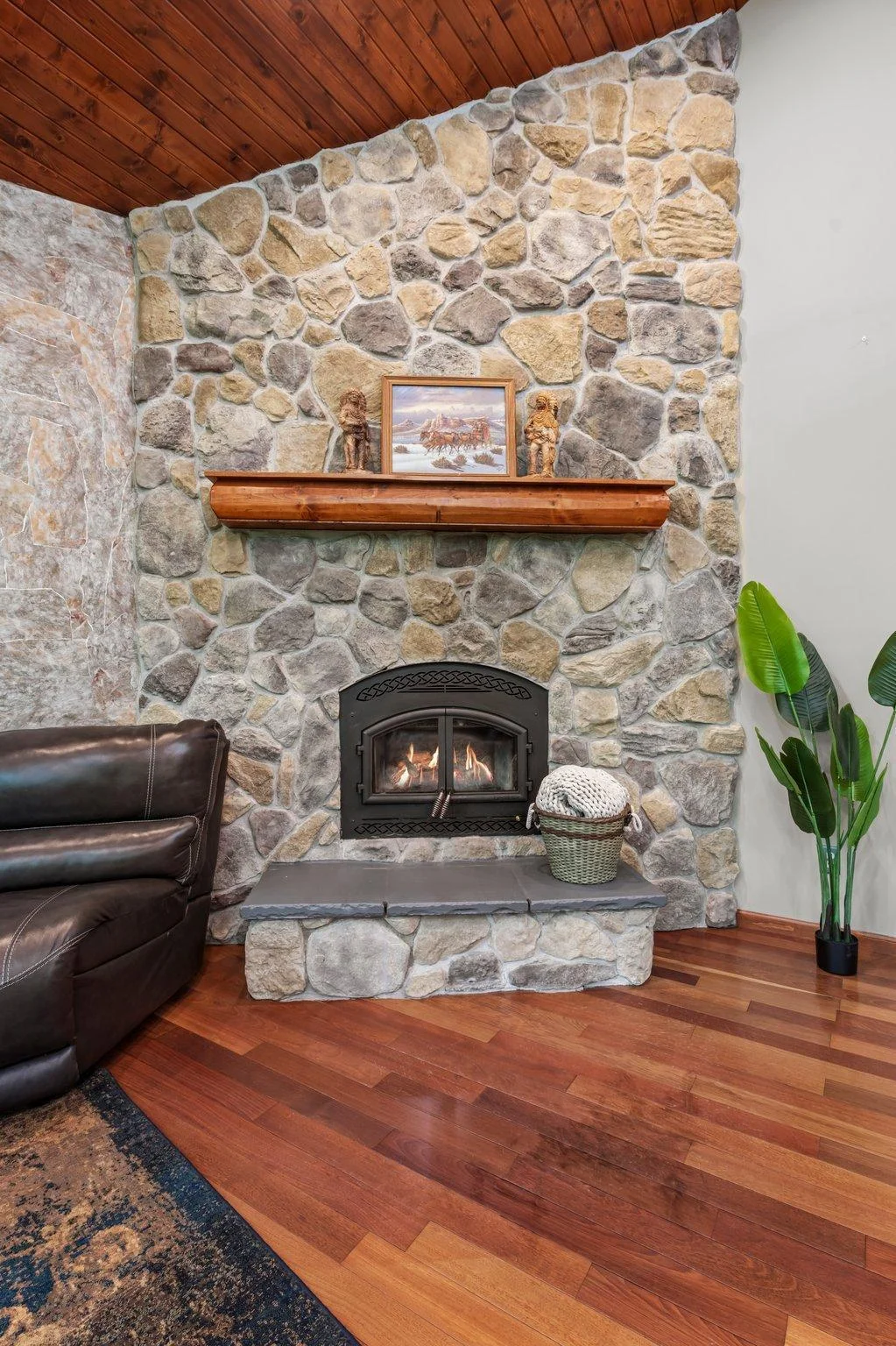 Wood burning fireplace