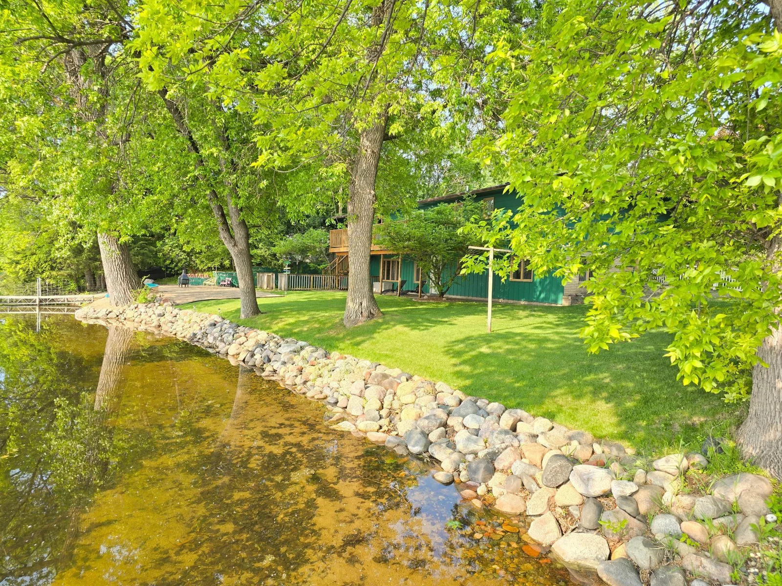 Perfectly landscaped shoreline.