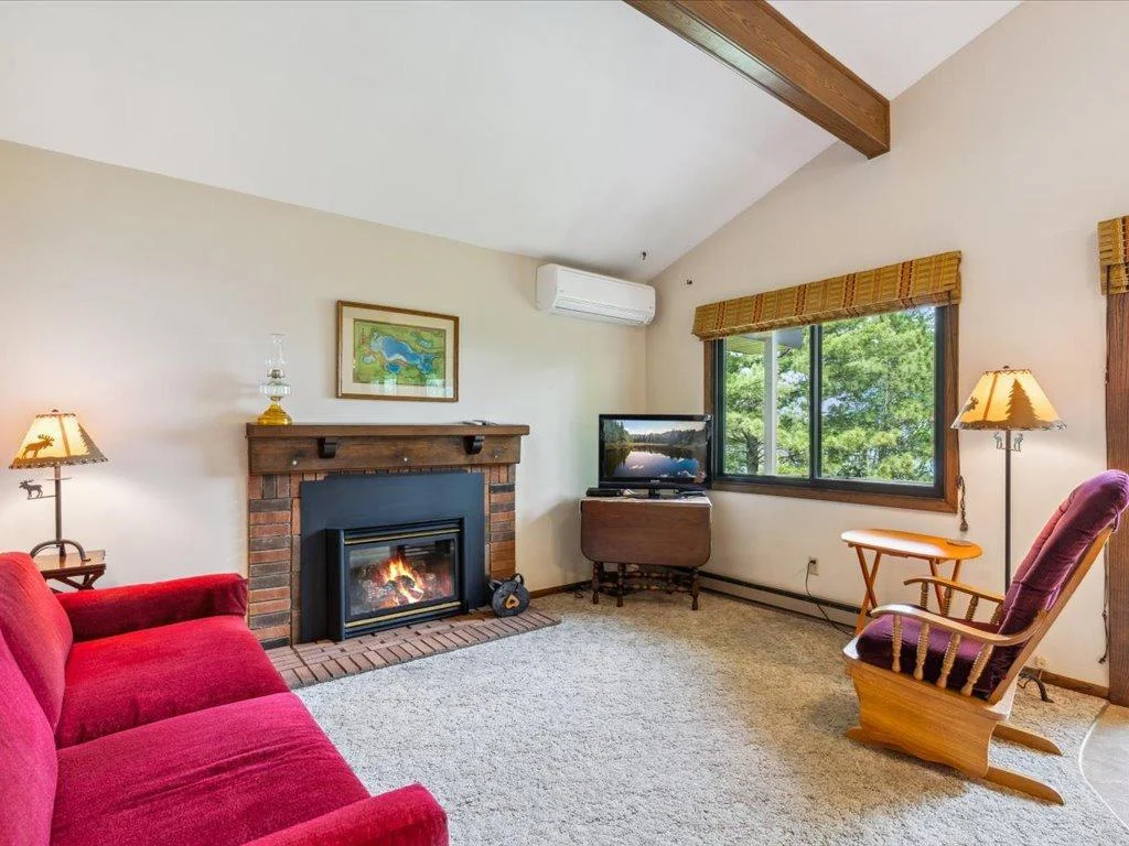 Gas fireplace and mini split unit cool and heat this year round home