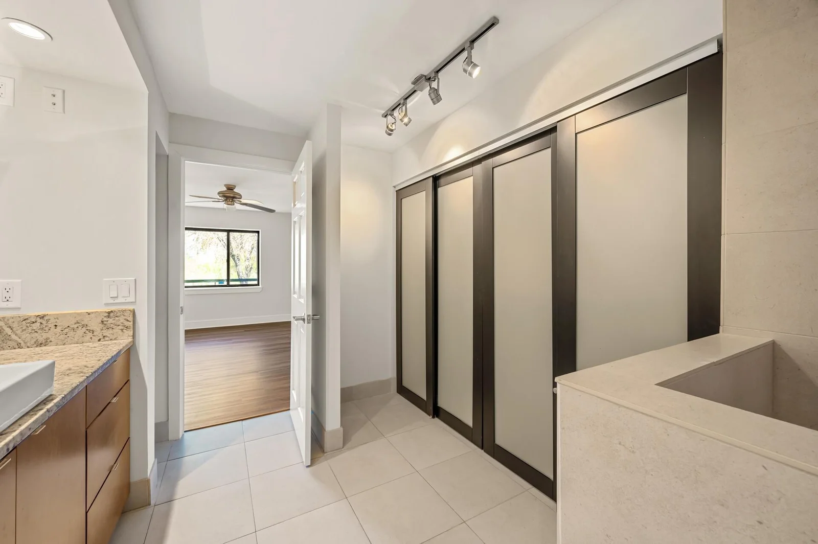 Wall of closet space.