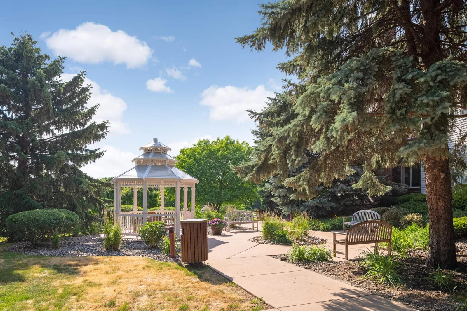 Enjoy lunch in the gazebo overlooking Centennial Lakes