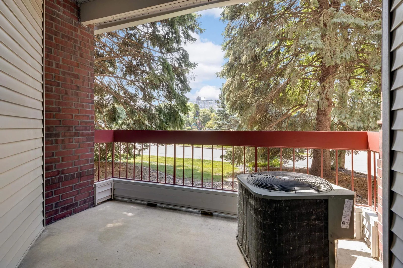 Enjoy a private covered patio off the living room