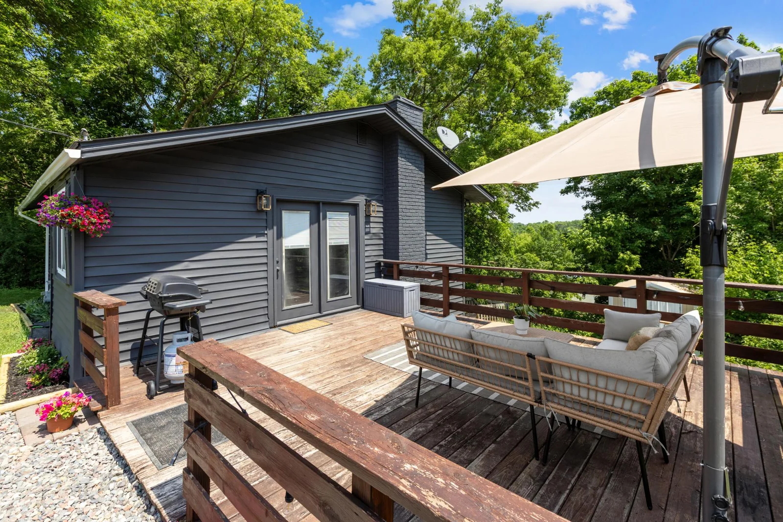 Deck view, furniture can be included.