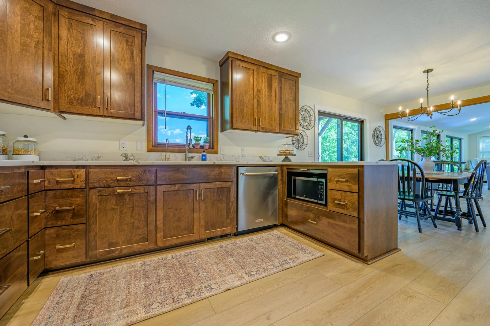 Kitchen features an Aquatru RO system, corner pullout cabinets, and a pantry will pullouts.