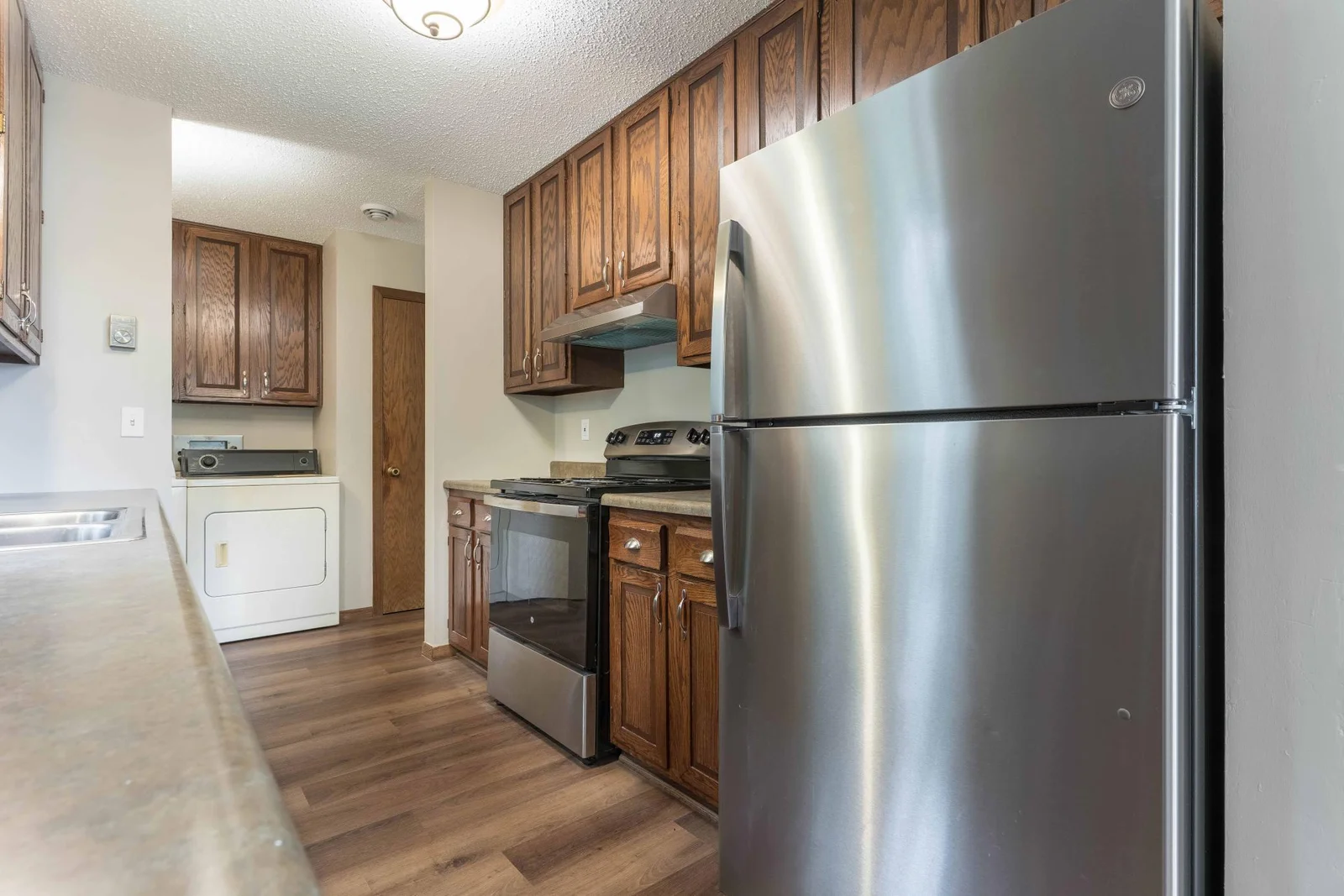 Kitchen with stainless steel appliances