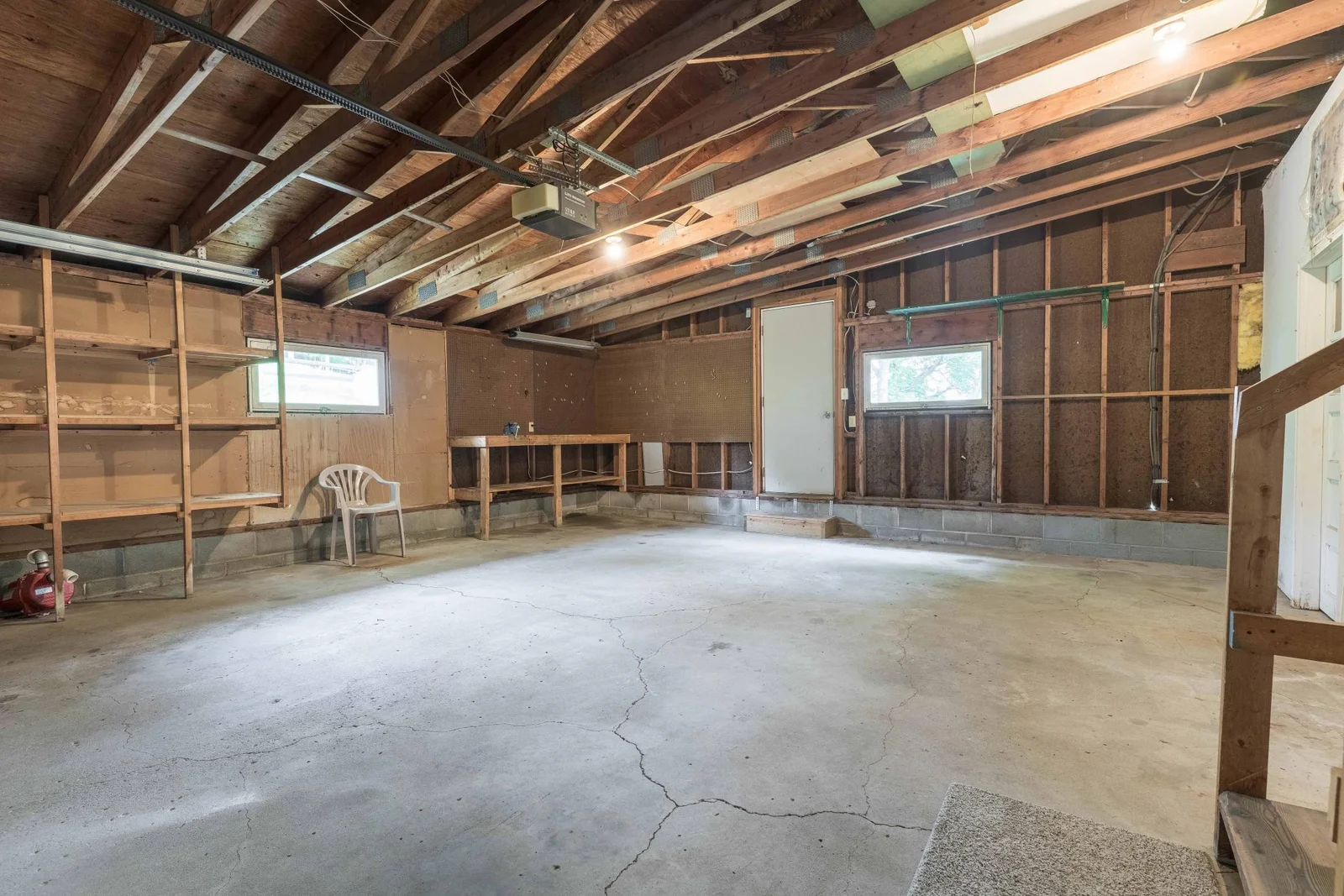 Garage with shelving