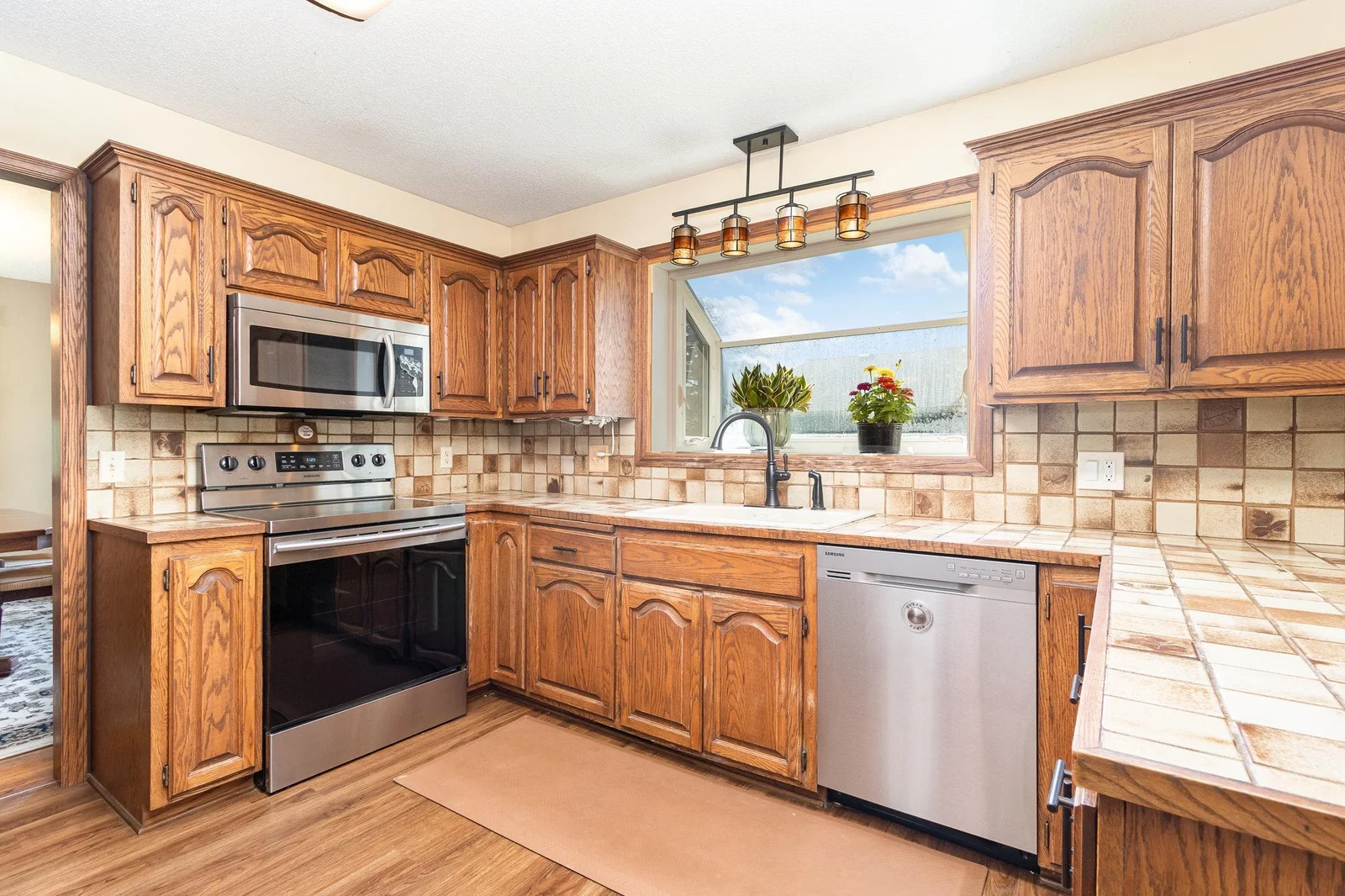 Stainless appliances highlight kitchen