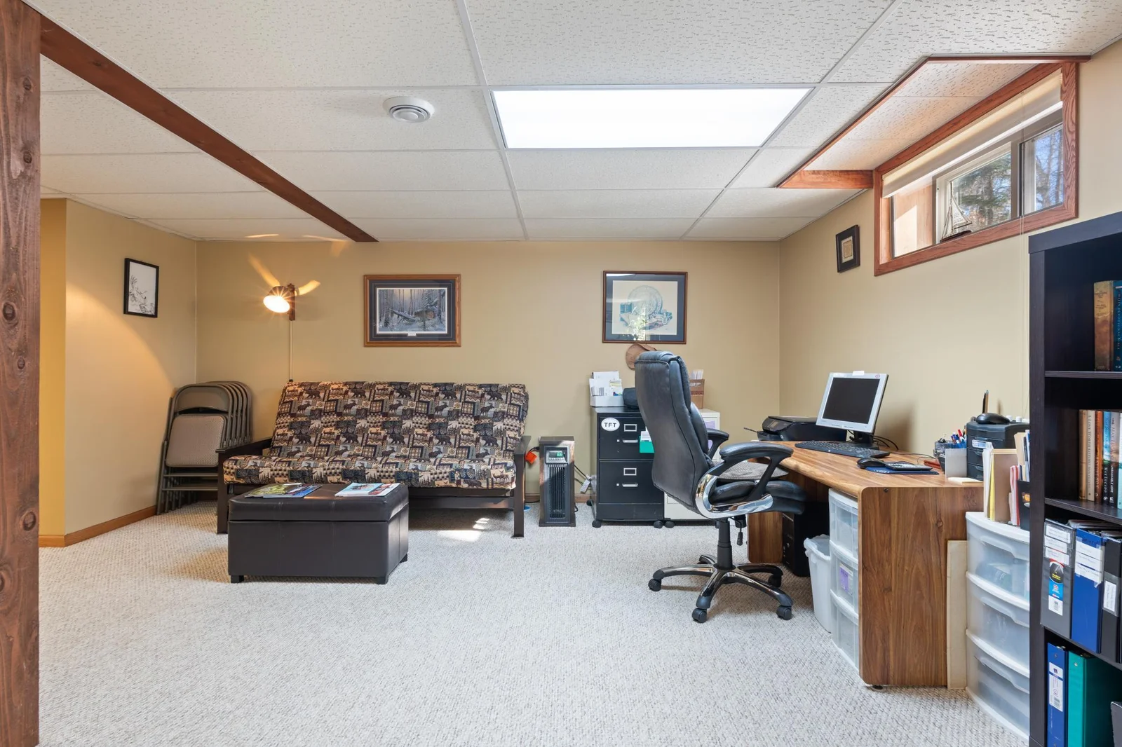 Family room area used as office area