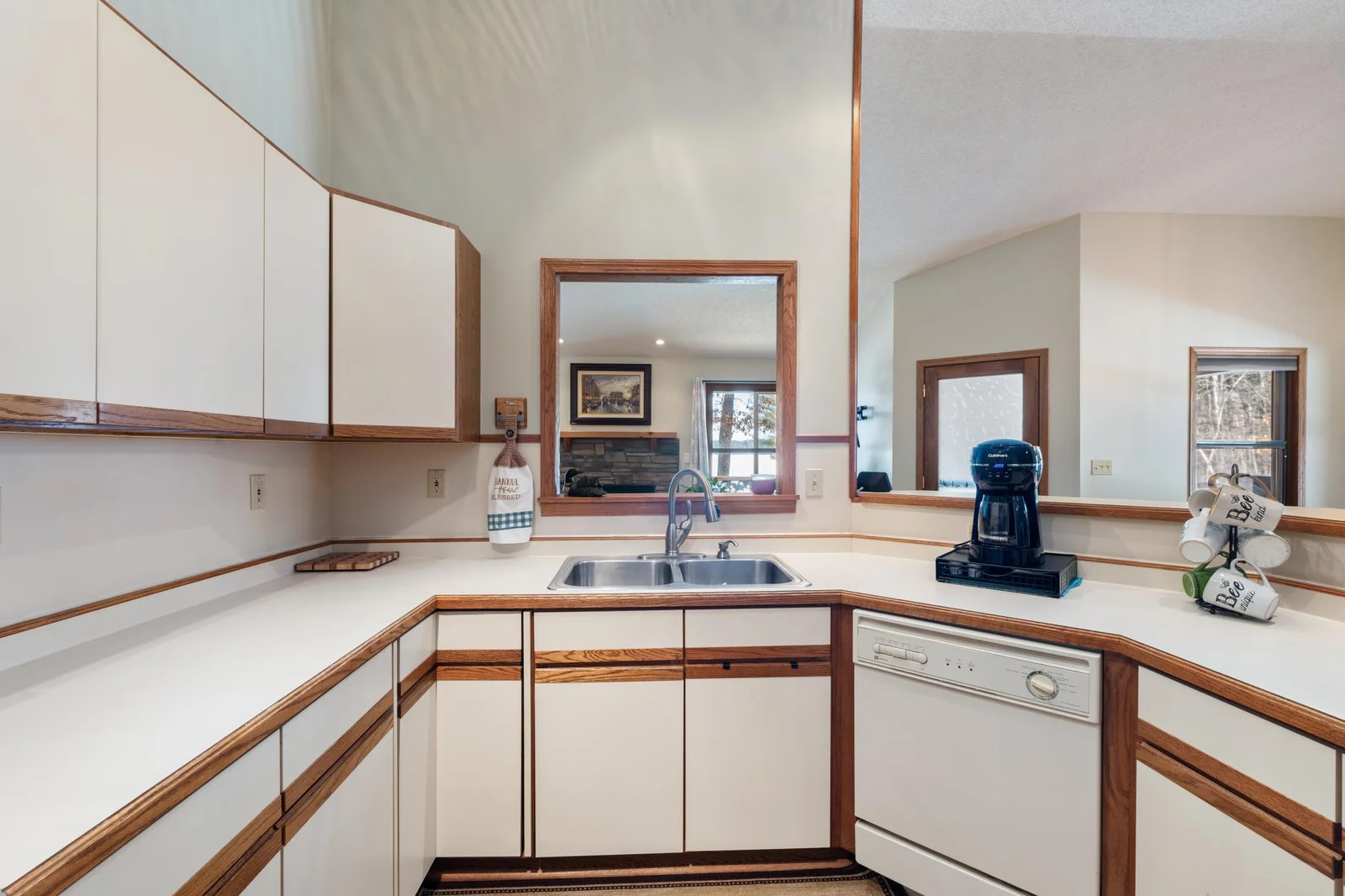 Kitchen with pass through to the living room