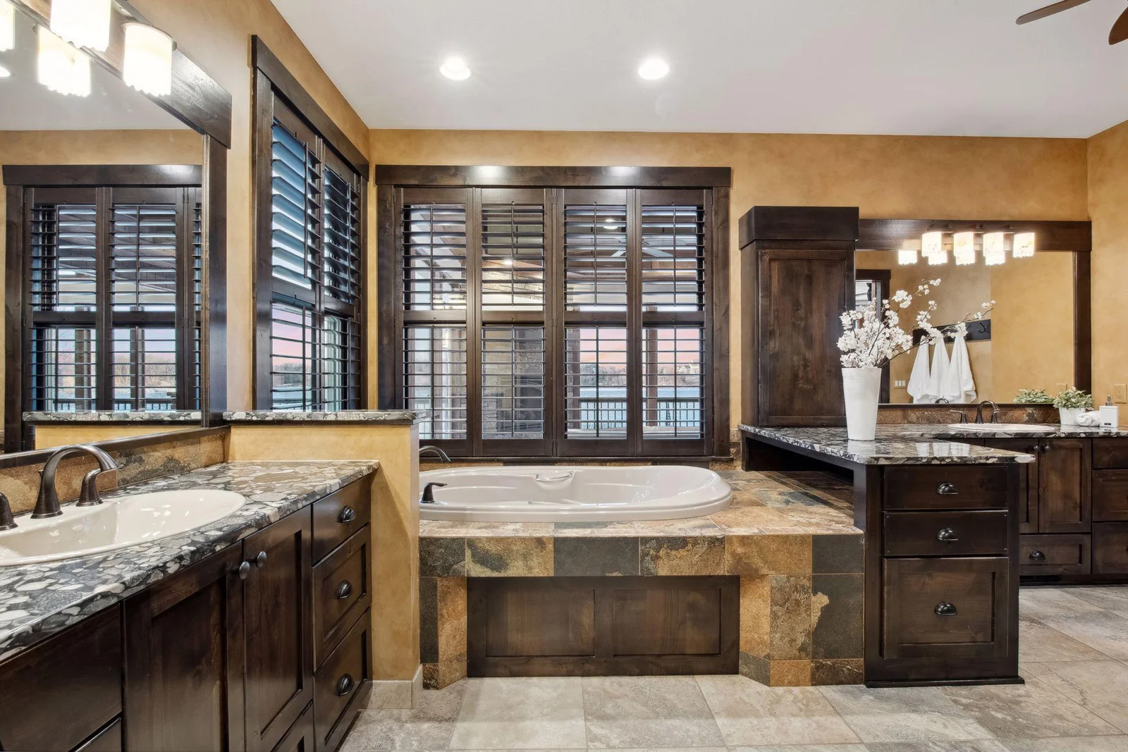 Enjoy a bath in the soaking tub on a cold winter's night. There is also a large walk-in shower.