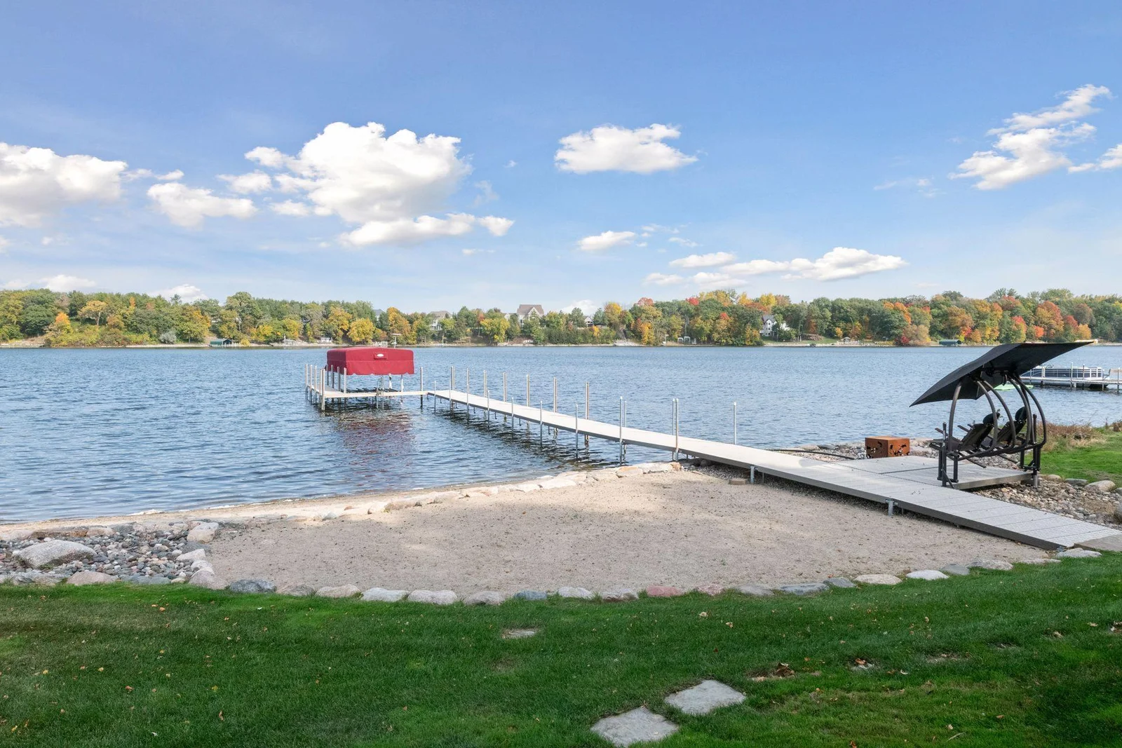 The sandy beach is a perfect spot for lazy sunny days.